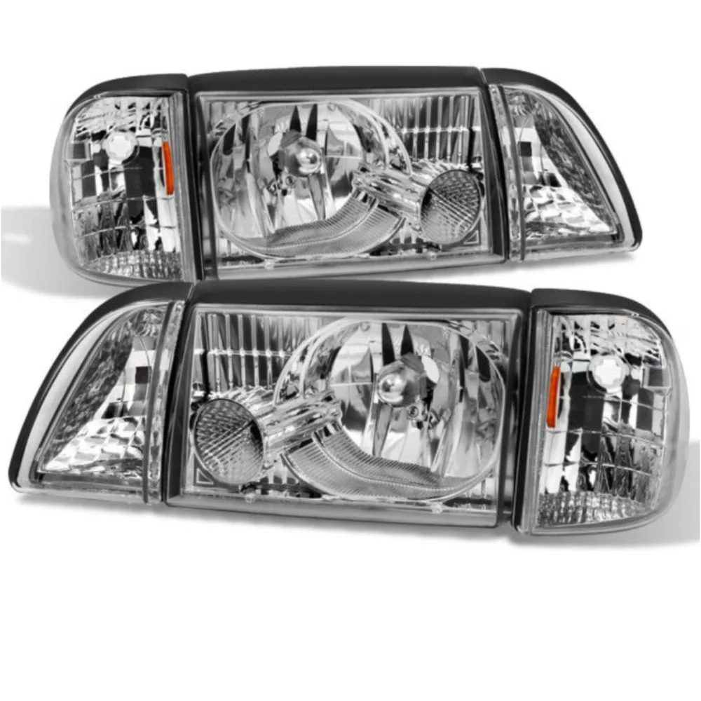 Teledu For 87-93 Mustang Clear Headlights w/ Corner & Parking 6x Complete Replacement