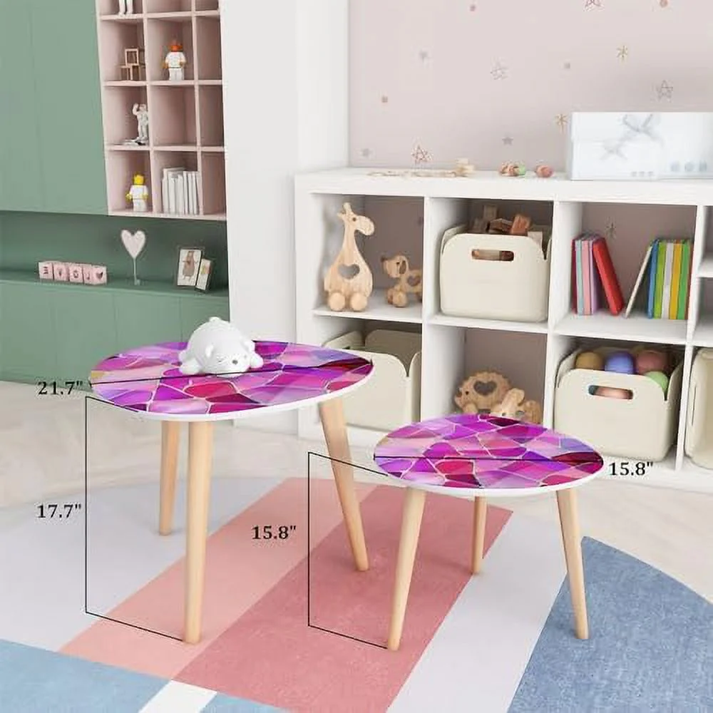 CHDEUSL Small Coffee Nesting  Abstract Stained Glass Mosaic  Violet Triangle End  Center   Modern   Room Bedroom Balcony