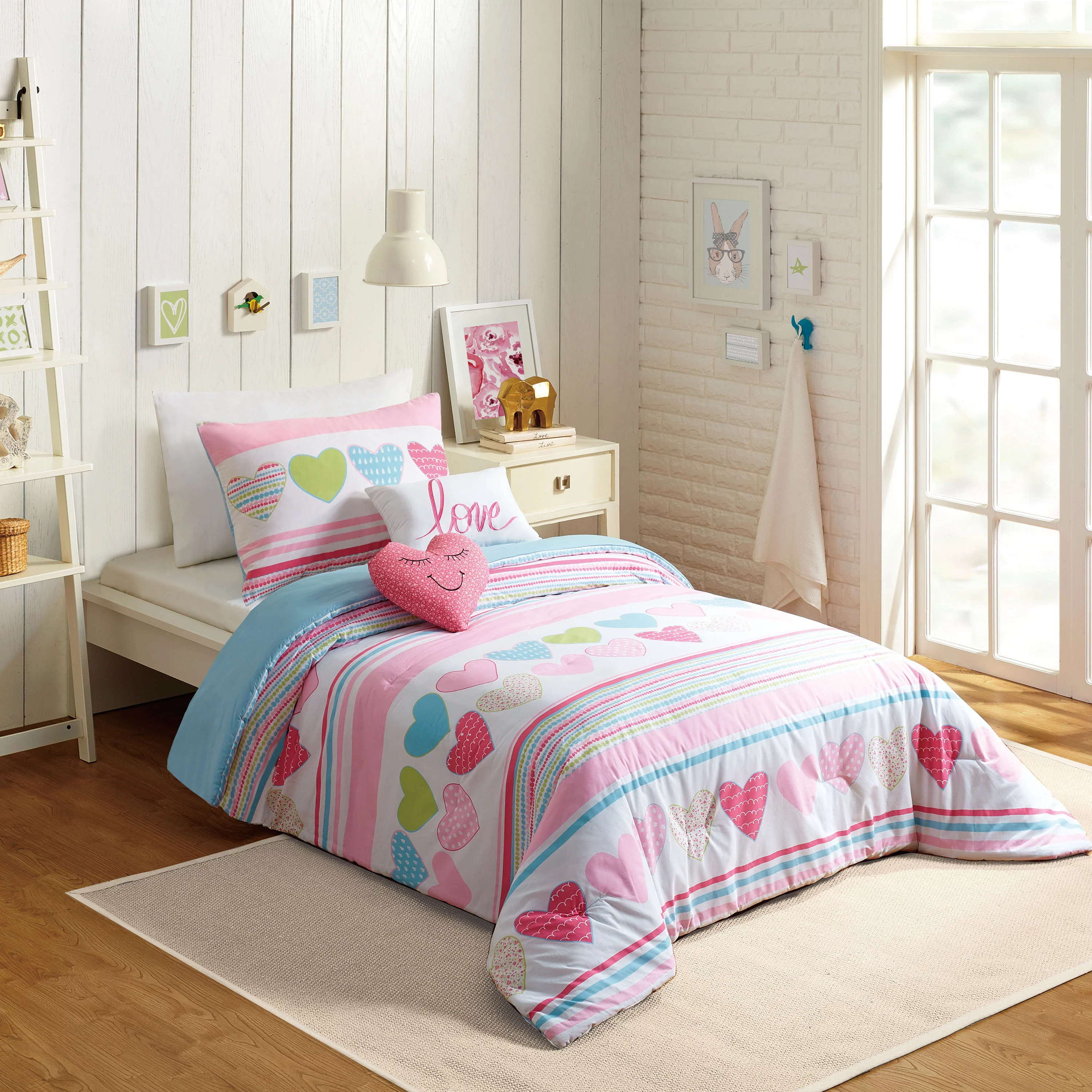 Urban Playground Kids Pink Daphne 5-Piece Comforter Set, Full/Queen