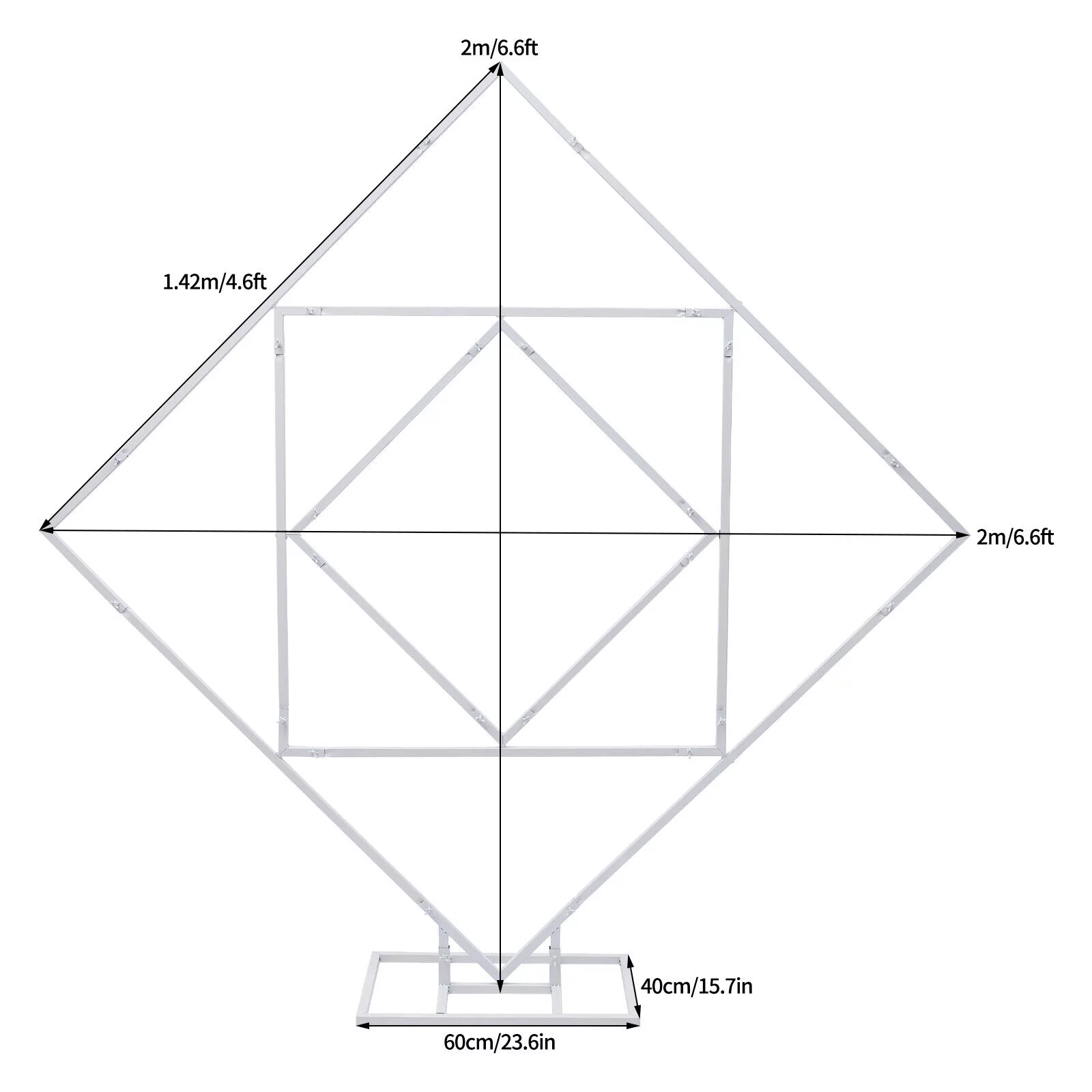 Miumaeov 6.6ft Metal Square Balloon Arch kit White Balloon Flower Arch Stand Plants Vines Climbing Frame Background Decoration for Wedding Birthday Baby Shower