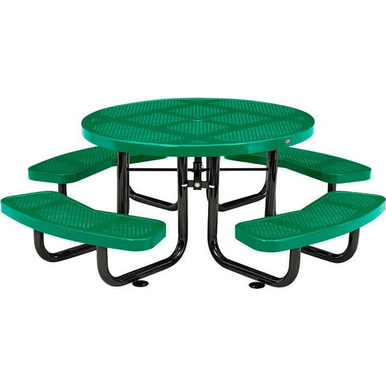 Global Industrial 262078KGN 46 in. Childs Round Outdoor Steel & Perforated Metal Picnic Table, Green