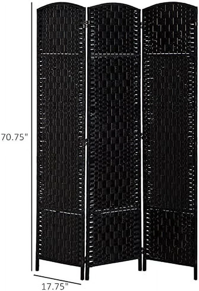 HBBOOMLIFE 6' Tall Wicker Weave 6 Panel Room Divider Privacy Screen - Brown