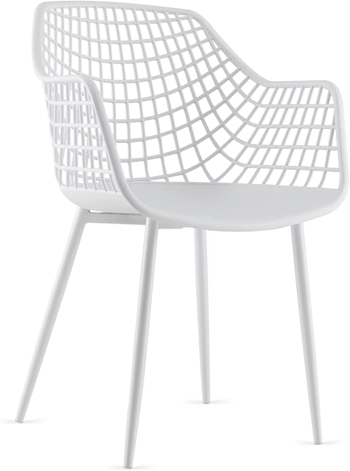 Modern Dining Chairs Set of 4 - White Arm Chair with 15