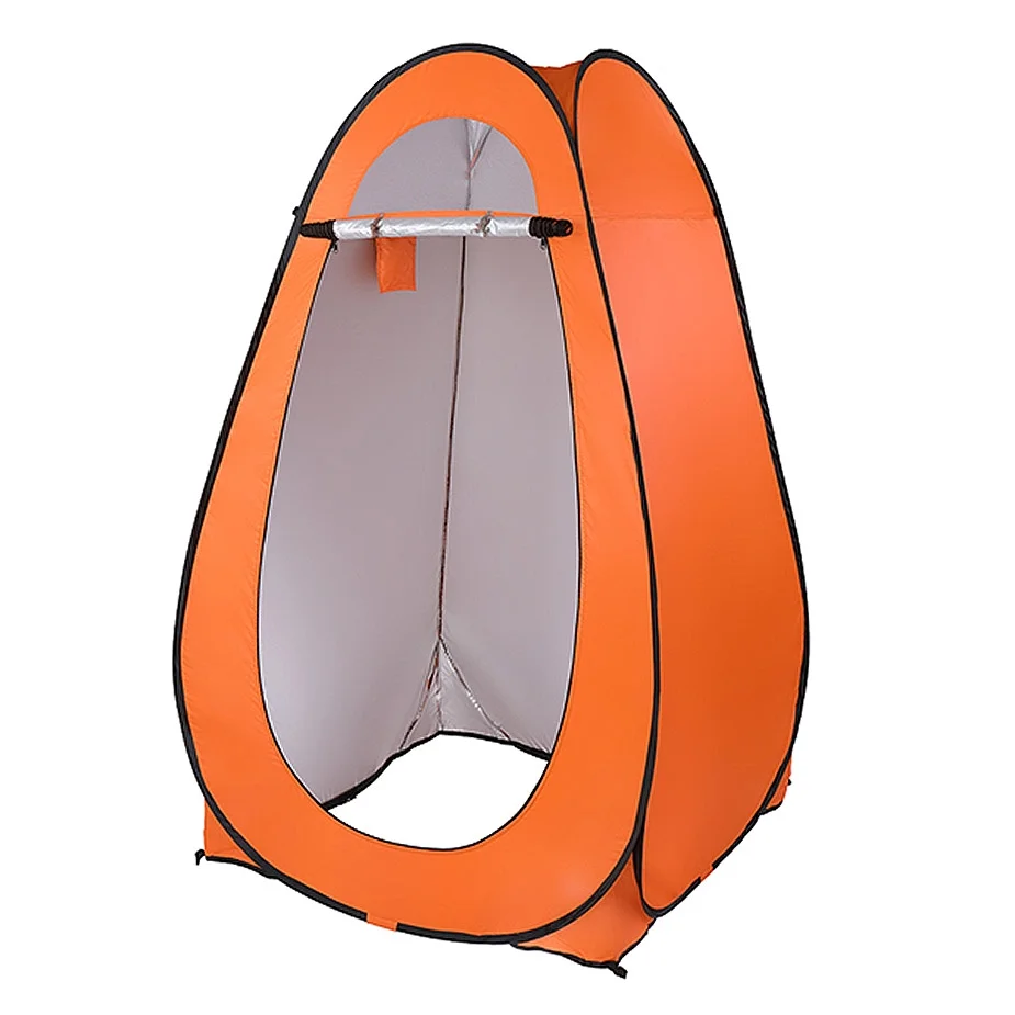 Portable Pop Up Toilet Shower Tent with Carrying Bag and 4 Metal Mounting Stakes, Shinpt 4ft Privacy Shower Tent with Steel Wire Construction, Instant Outdoor Shower Tent, Orange