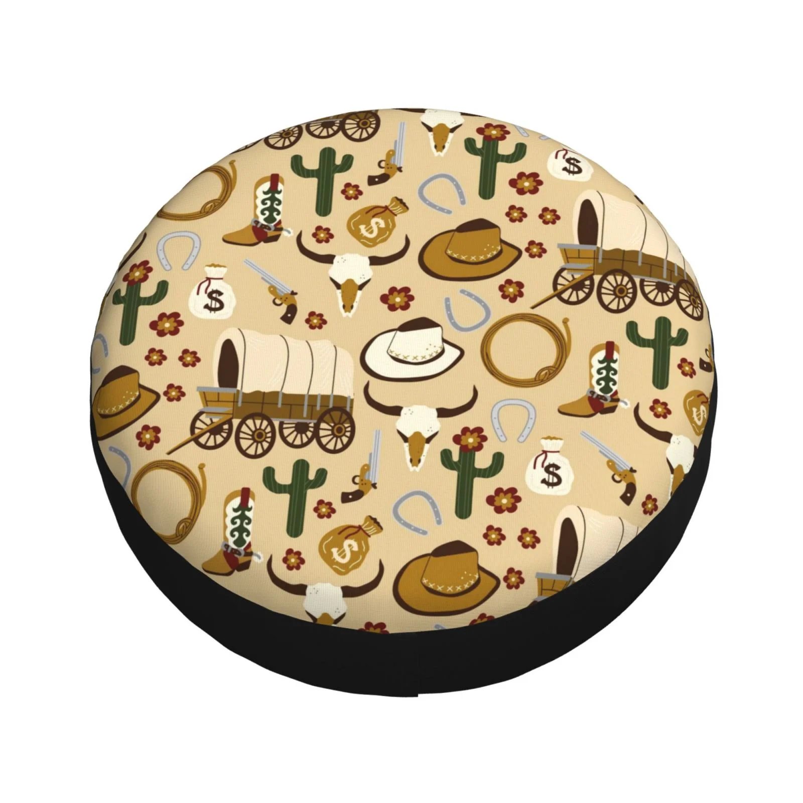 Easygdp Wild West Cowboy Wheel Sun Guard, Spare Tire Cover,Universal Trailer Suv Truck Camper Travel,Easy To Install And Remove -16 Inch