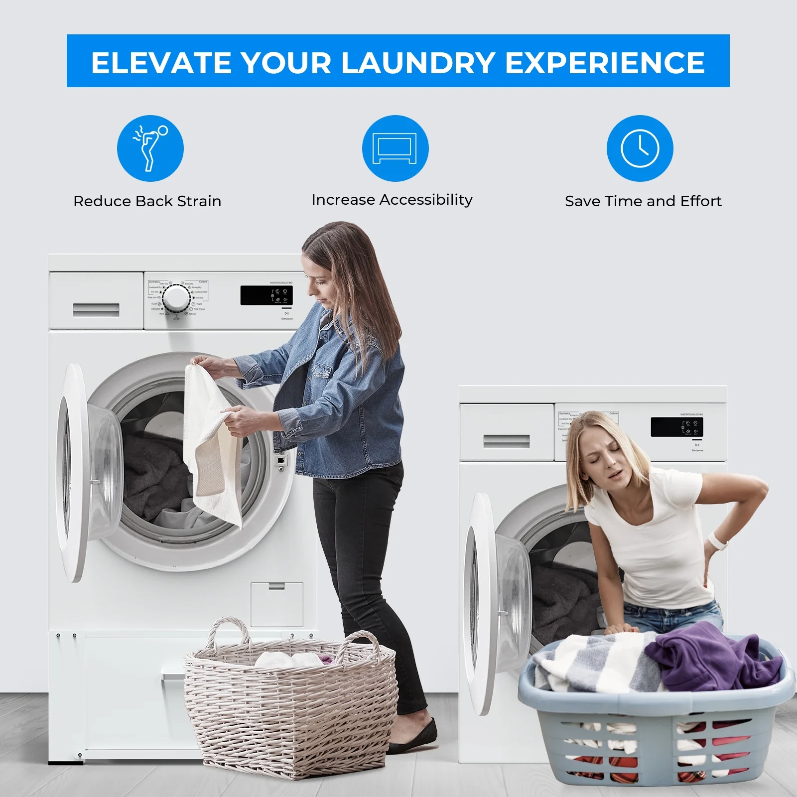 Dual Washing Machine Pedestals with Drawers 350Lb Heavy Duty Matalde 29