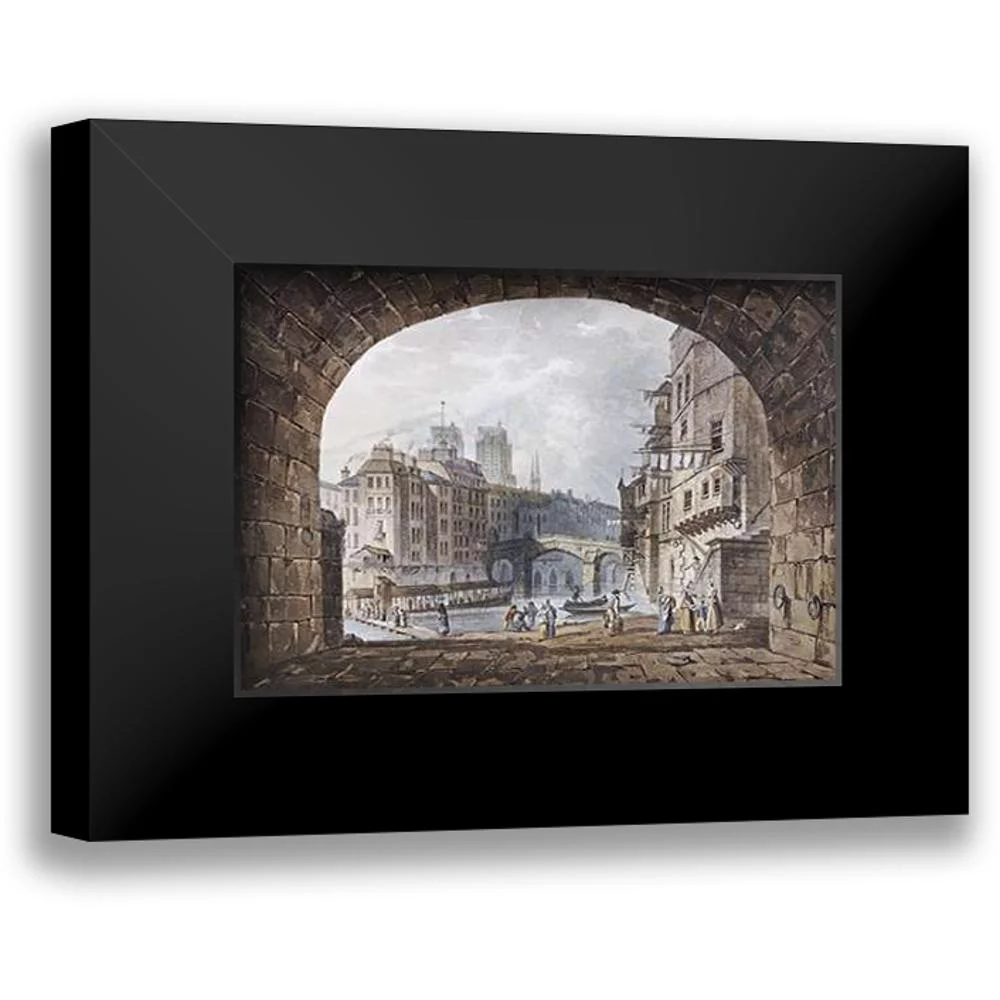 Hill, I. 14x11 Black Modern Framed Museum Art Print Titled - From Under The Arch of St. Michels Bridge, Paris