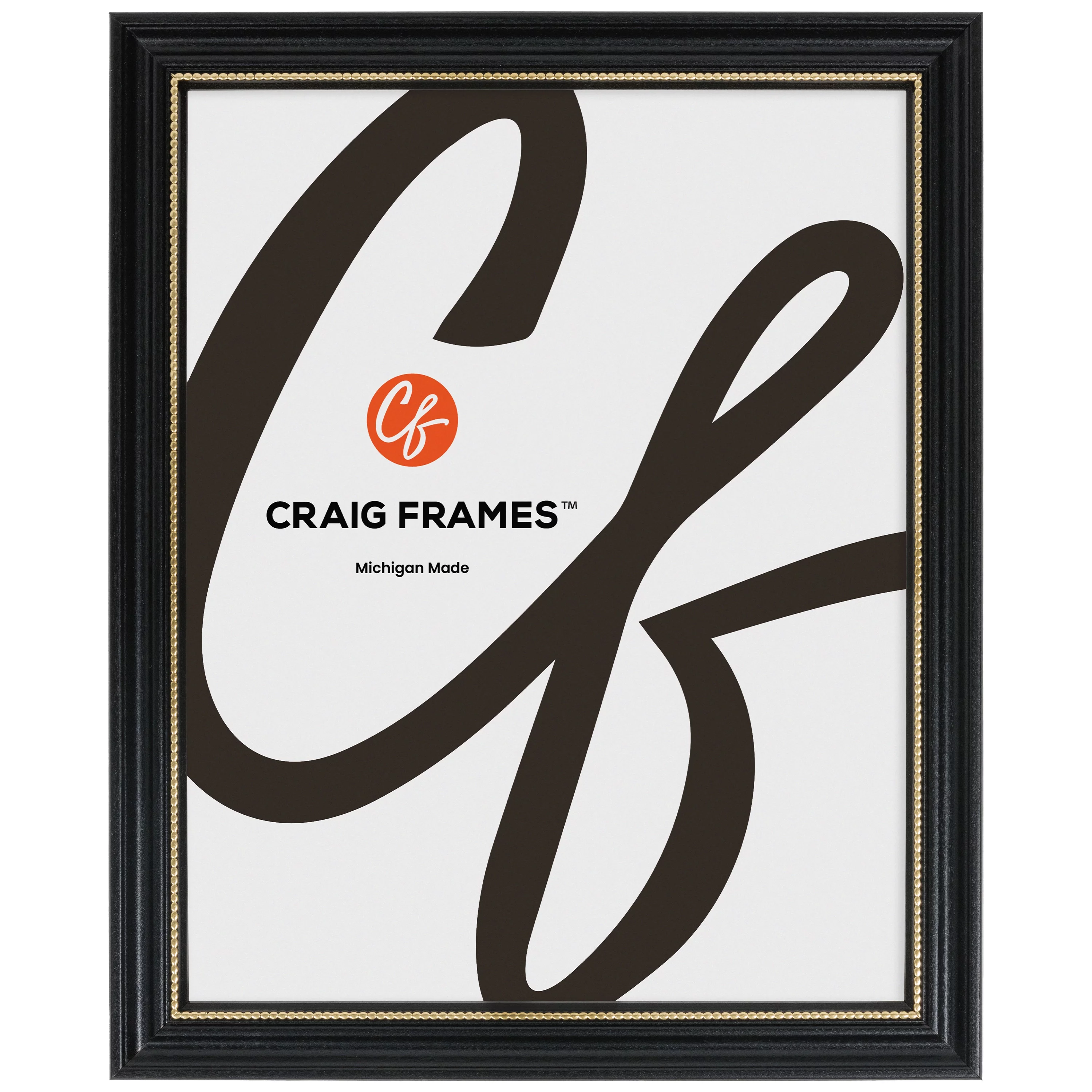 Craig Frames 314BG, Ornate Black and Gold Picture Frame, 8 x 11 Inch
