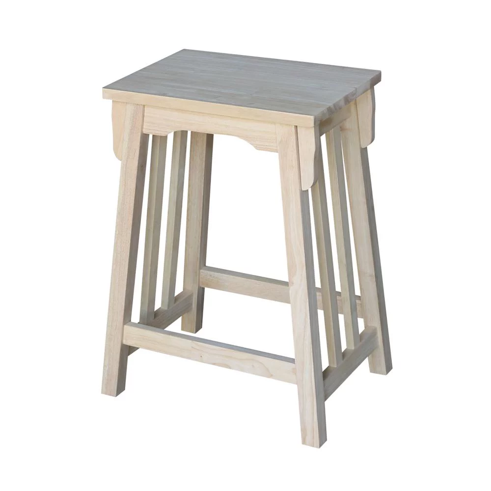 International Concepts Wood Slat Back Aspen Counter Height Panel Stool - Unfinished - 24