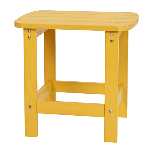 BizChair All-Weather Poly Resin Wood Adirondack Side Table in Yellow
