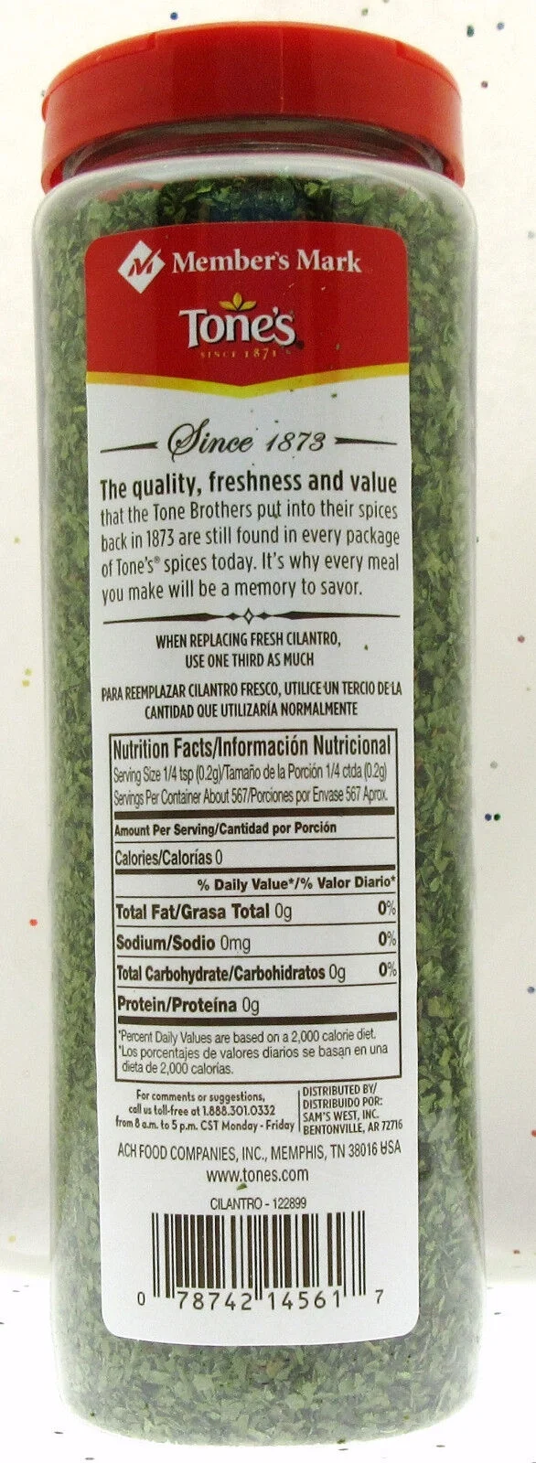 Tone's Cilantro  Seasoning Spice  4oz Container
