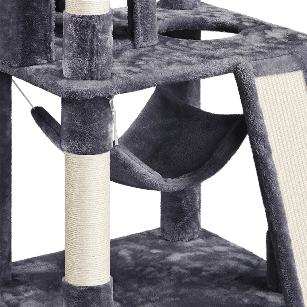 Easyfashion 60.5-inch Tall Cat Tree Cat Tower with Condo, Dark Gray