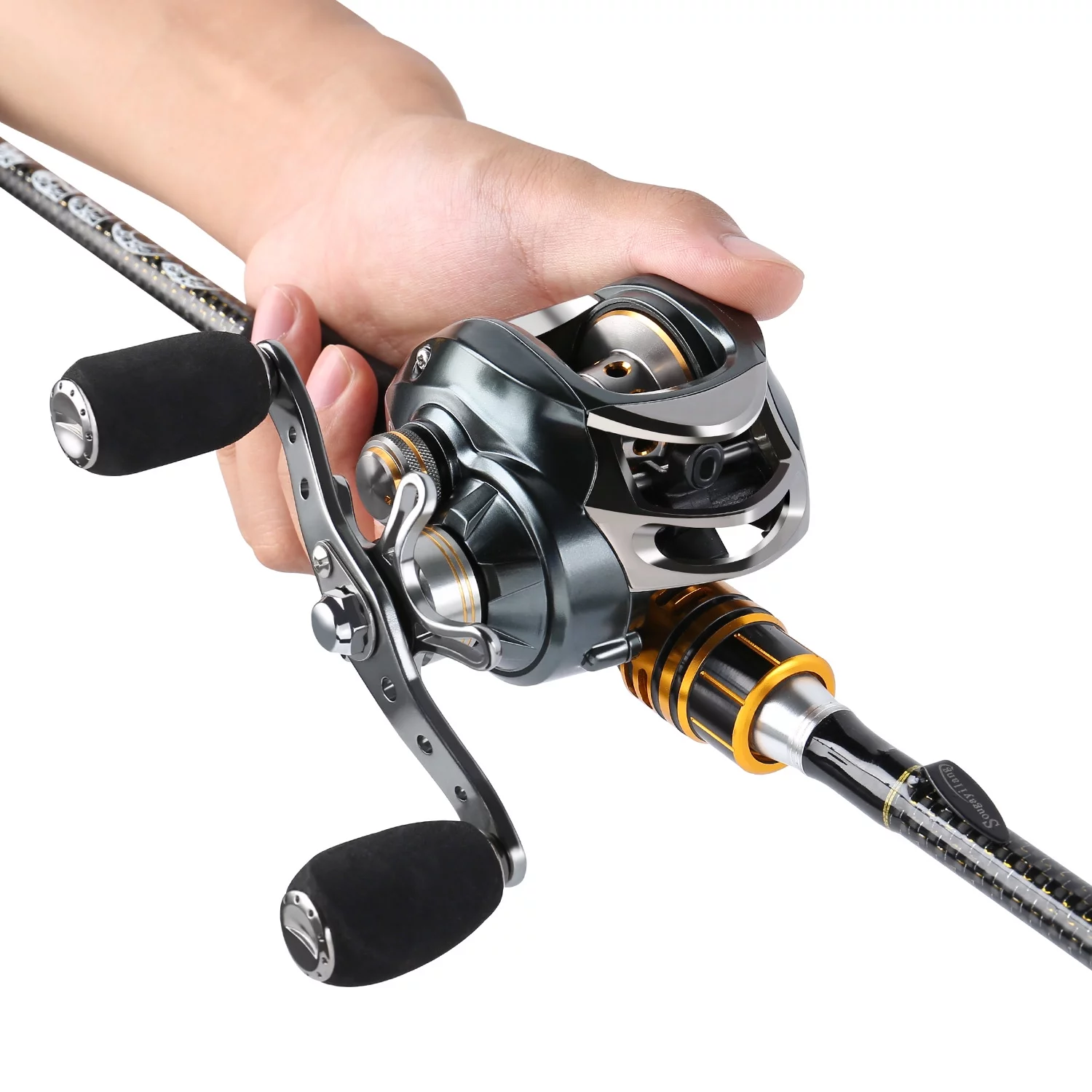 Sougayilang Snake Series Casting Rod 4 Piece Fishing Poles and Baitcaster Reel Fishing Combo