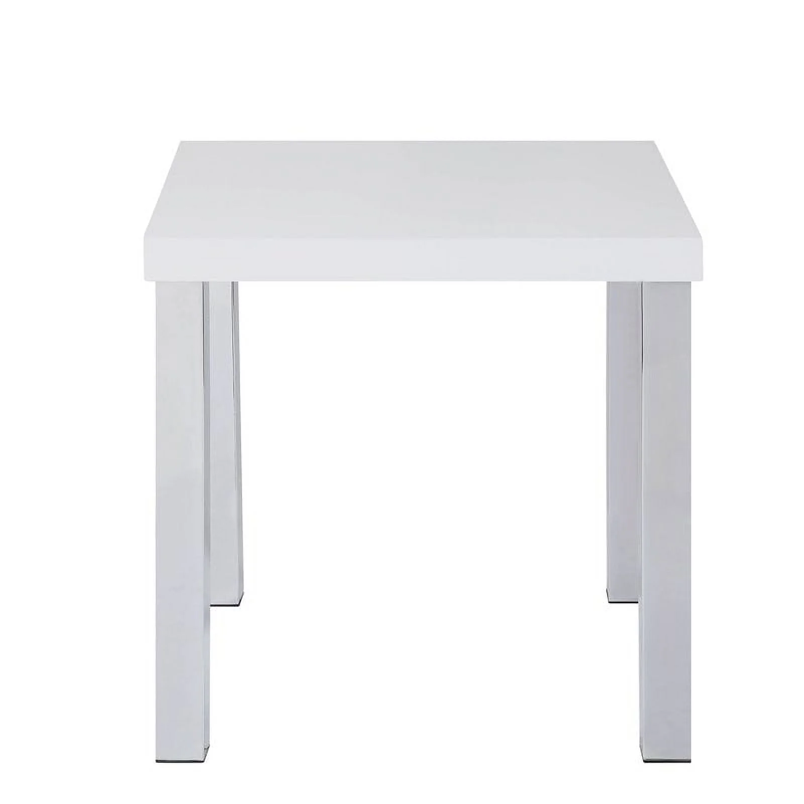 Bowery Hill Contemporary End Table in White High Gloss & Chrome