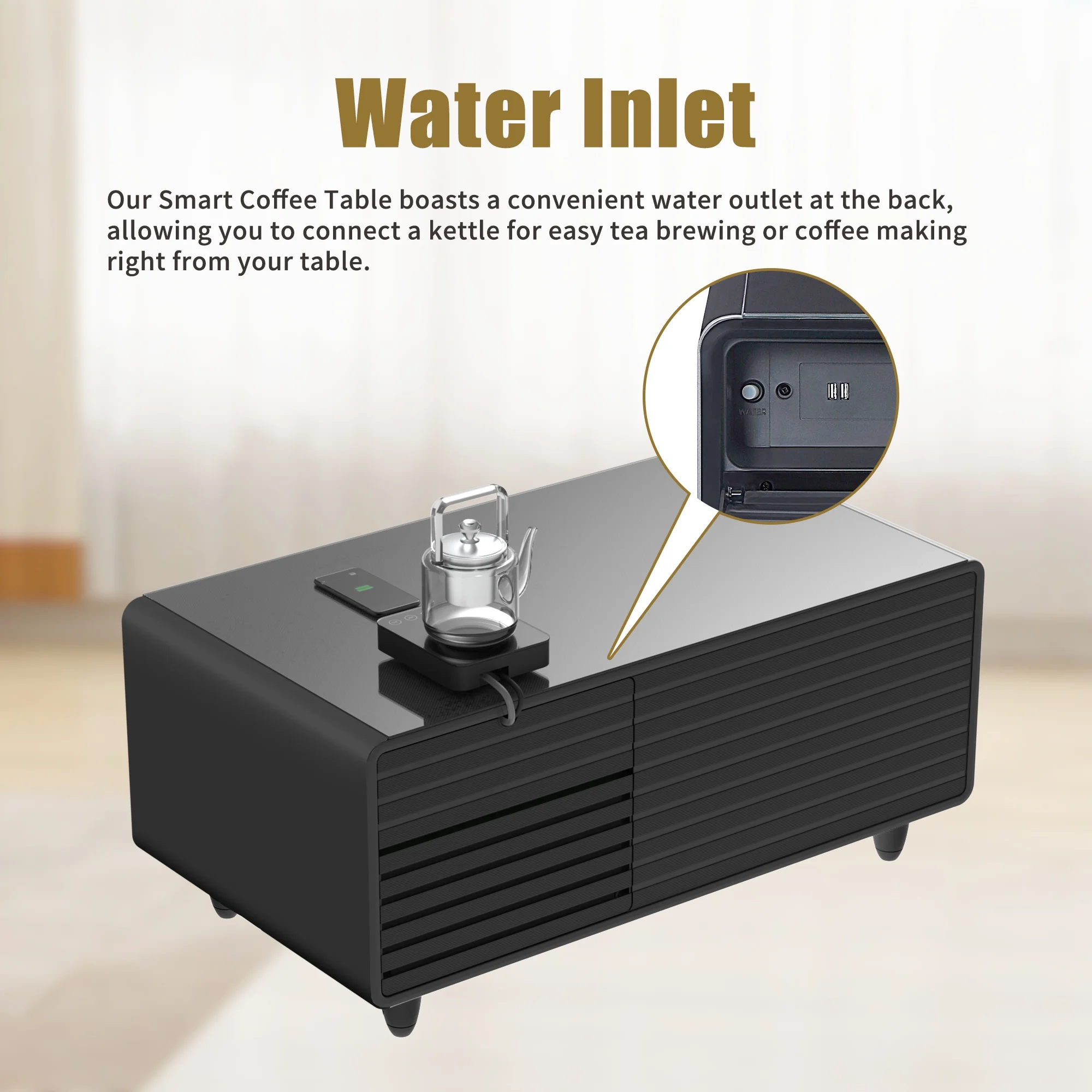 Smart Coffee Table with Built-in Fridge - 116.84 - Upgrade Living Room