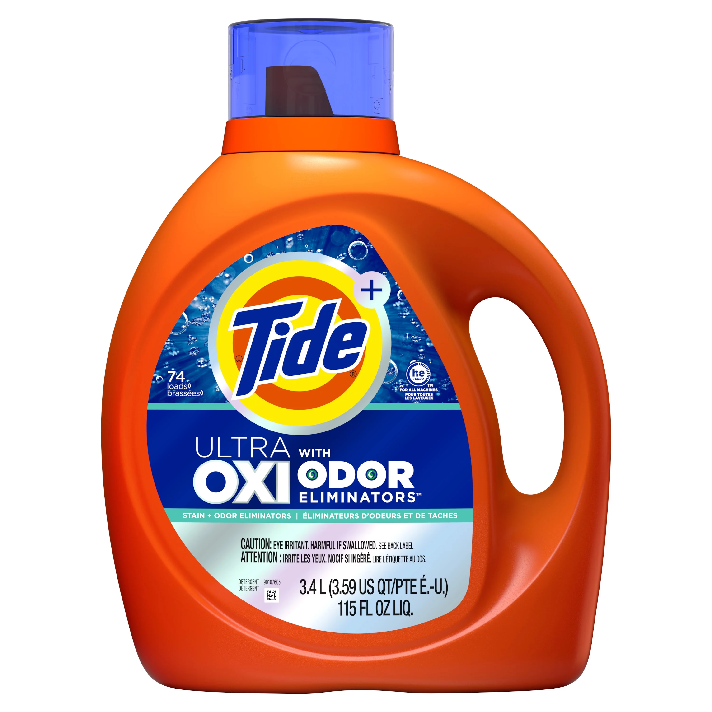 Tide Ultra Oxi with Odor Eliminators Liquid Laundry Detergent, 74 Loads, 115 oz