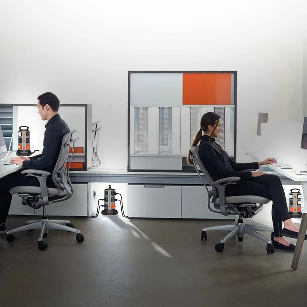 Surge Protector Power Strip, Costech Safety Universal Electric Charging Station; with 10 Outlets 4 USB/Rotating Tower/ 6 feet Cord Wire Extension Power Strip Tower (10 Outlets 4 USB)