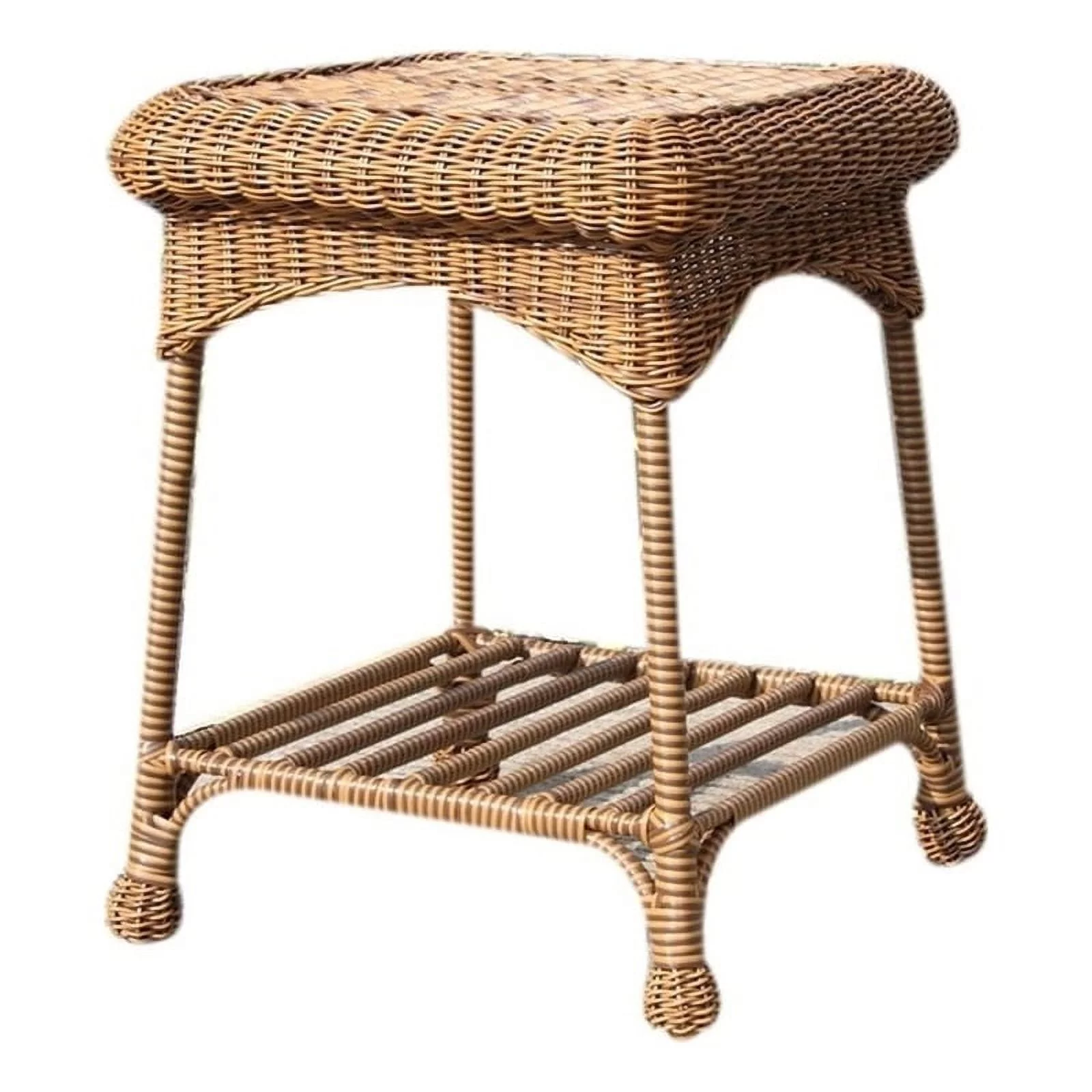 Afuera Living Wicker / Rattan Patio End Table in Honey Brown