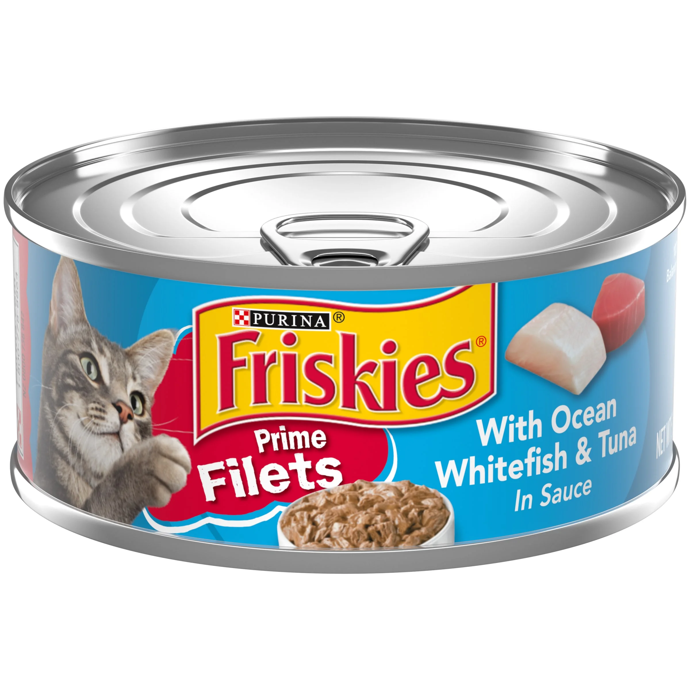 (12 pack) Purina Friskies Prime Filets Gravy Wet Cat Food for Adult Cats, Soft Ocean Whitefish & Tuna, 5.5 oz Can