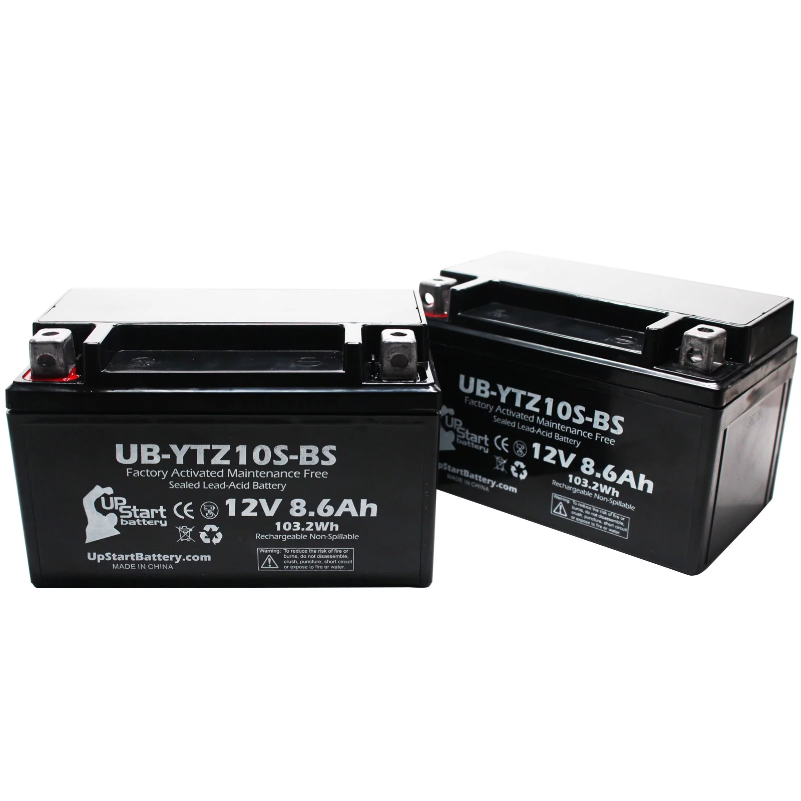 2-Pack UpStart Battery Replacement 2008 Yamaha YFM35R Raptor 350CC Factory Activated, Maintenance Free, ATV Battery - 12V, 8.6Ah, UB-YTZ10S-BS