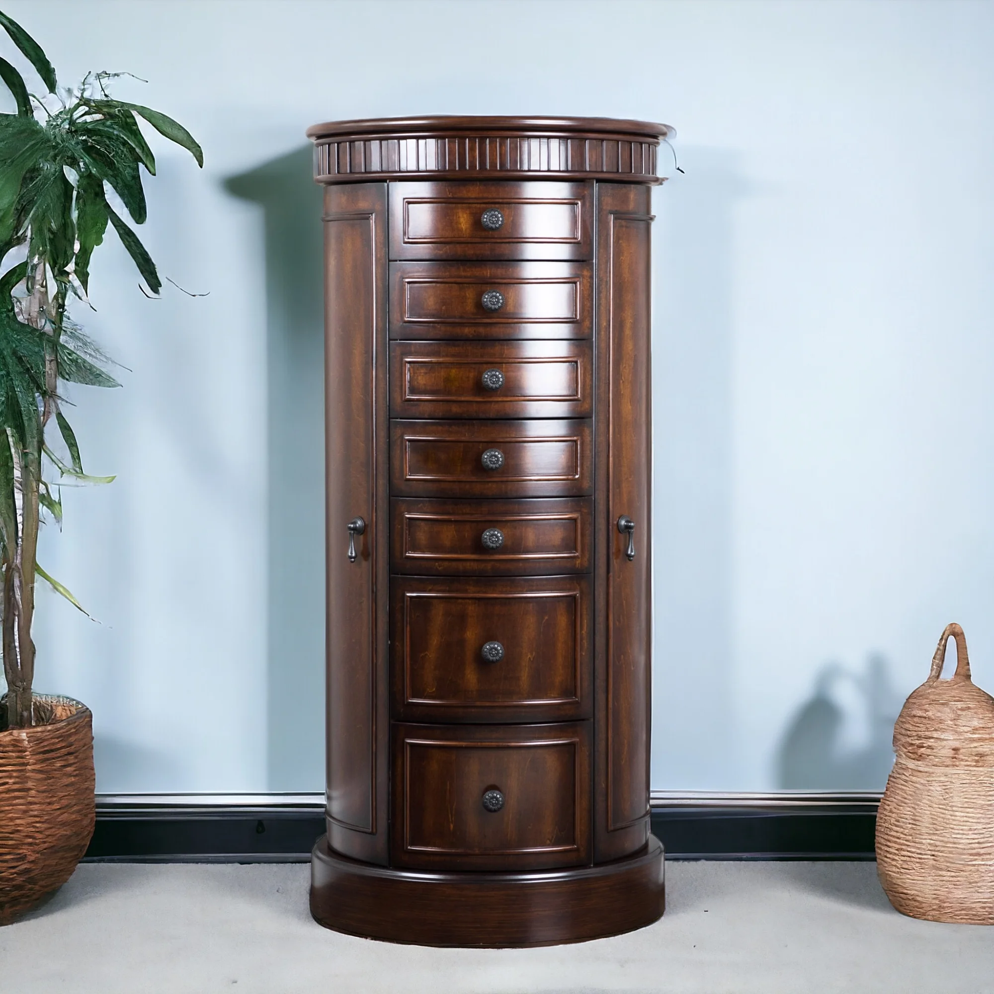 Hives & Honey Bailey Round Free Standing Jewelry Armoire - Rich Walnut