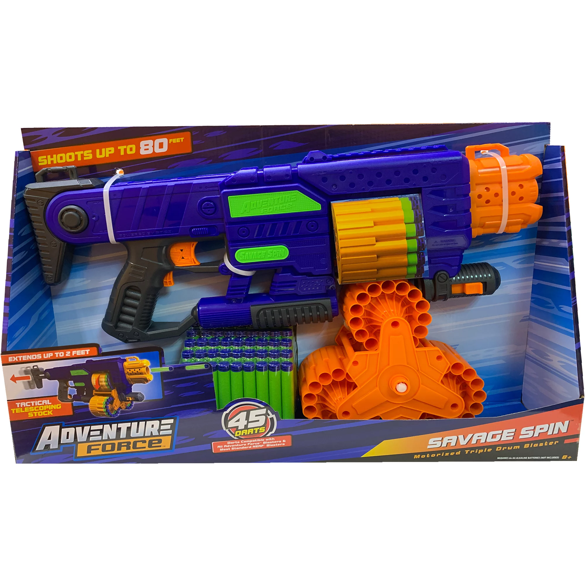Adventure Force Savage Spin Motorized Triple Drum Dart Blaster