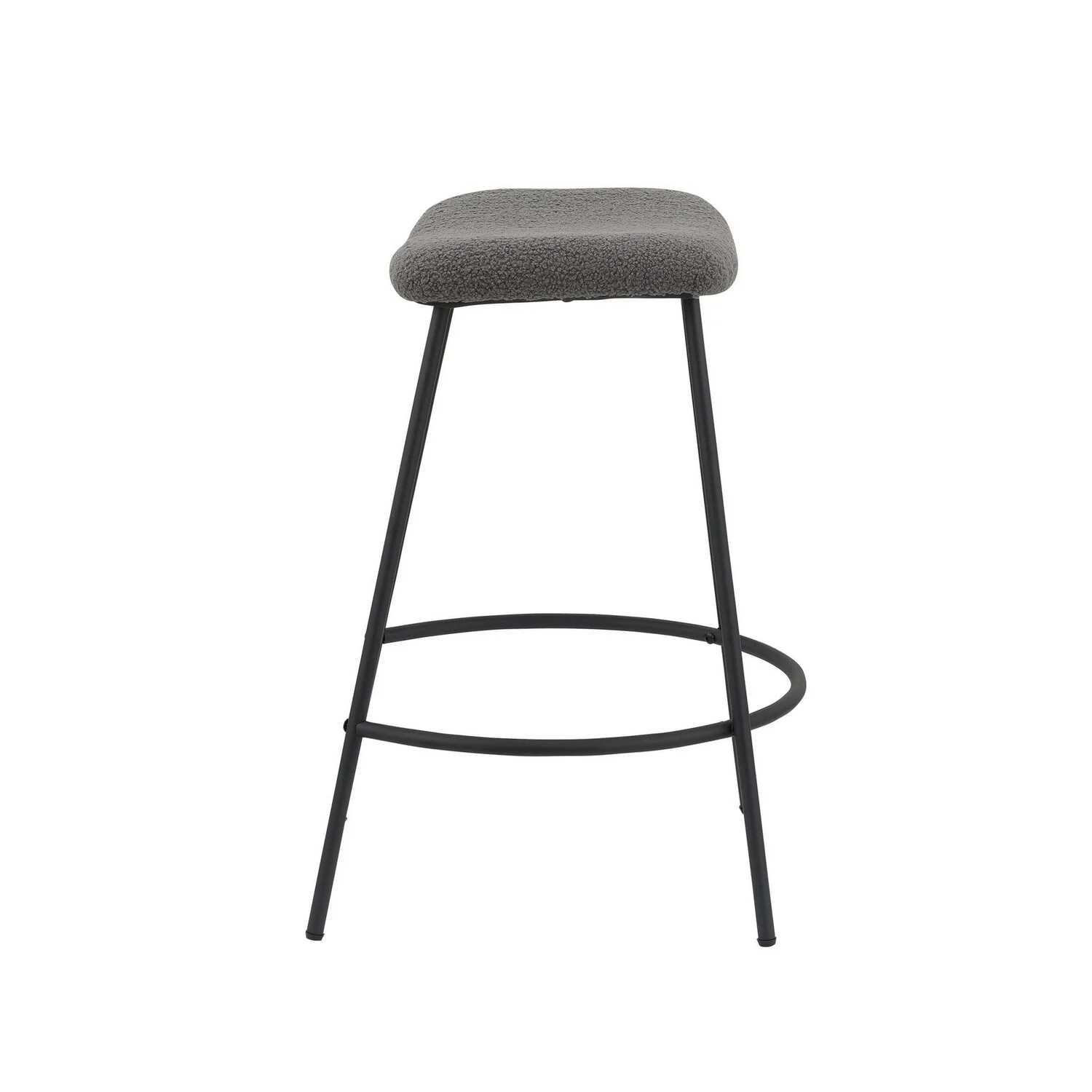 Benjara BM307572 26 in. Ast Saddle Seat Counter Height Stools, Black Metal & Gray - Set of 2