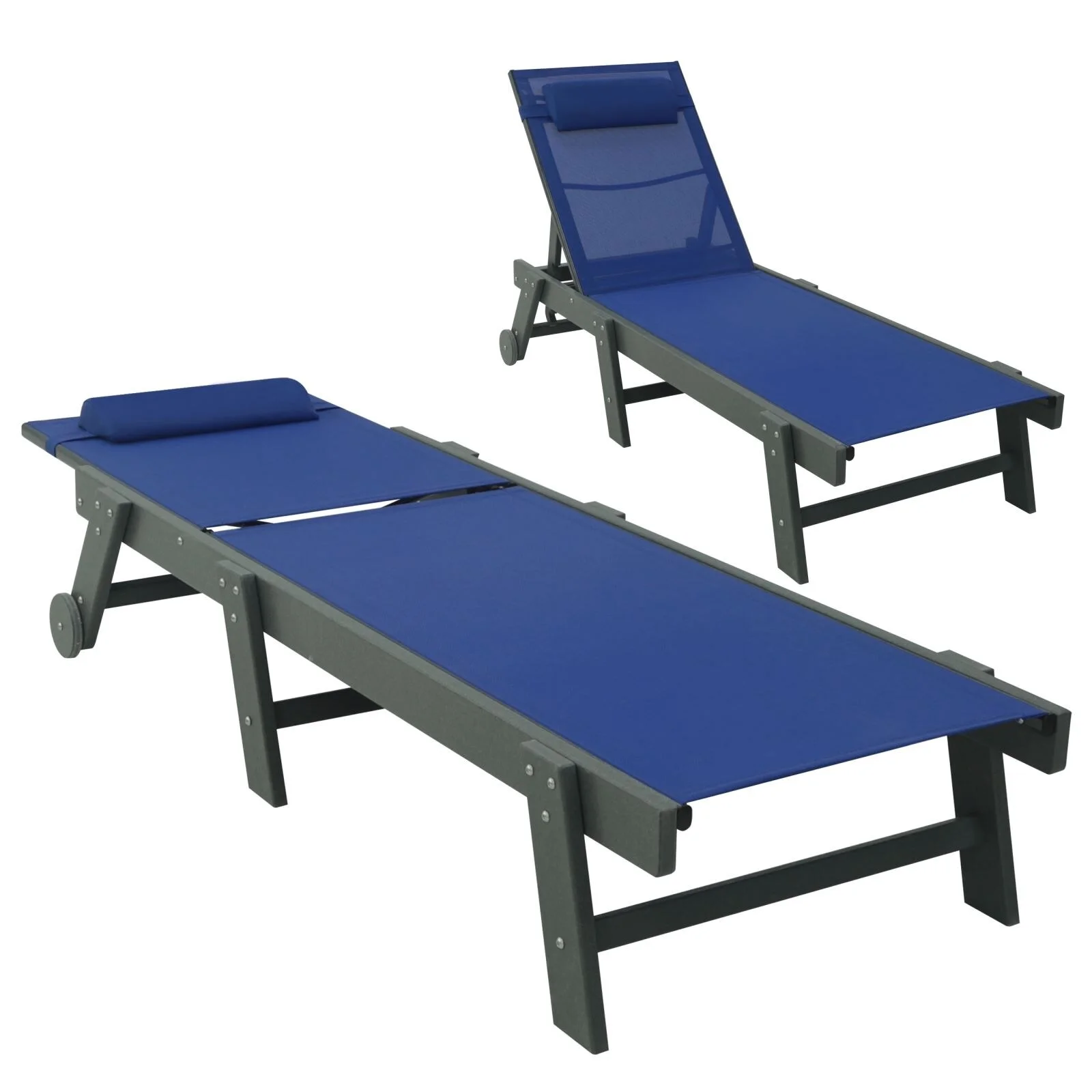 VEIKOUS  Adjustable Chaise Lounge Chair for Outdoor with Pillow Blue