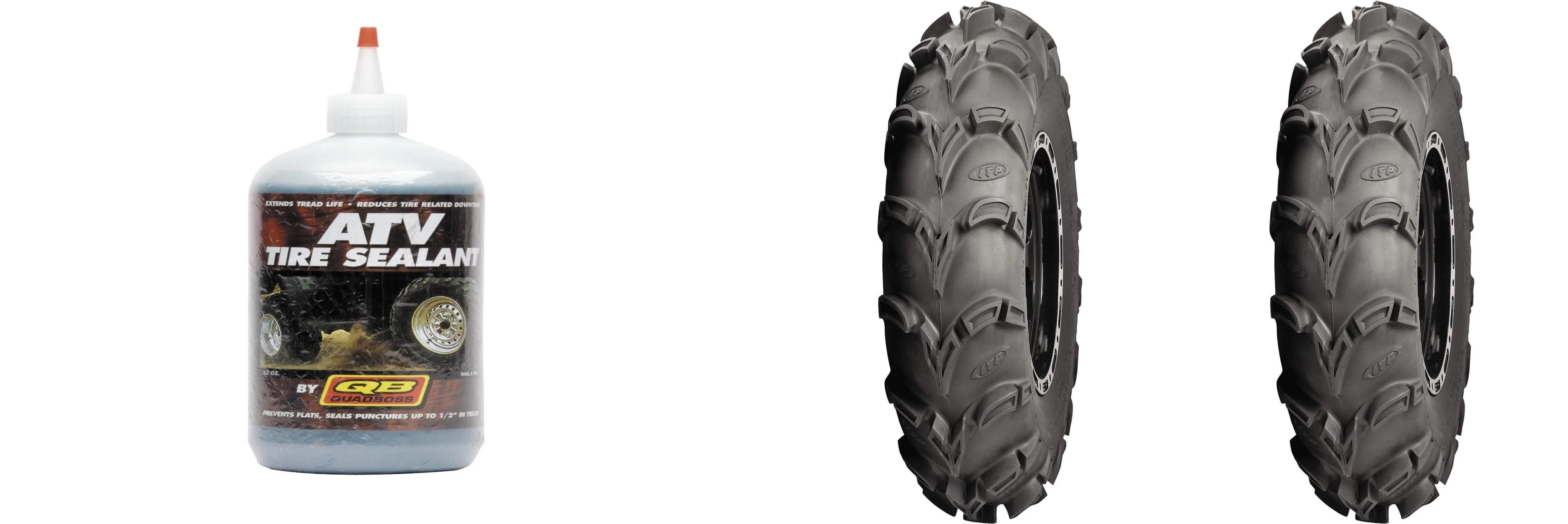 Set of 2 ITP Mud Lite XL Front Tires 27x9-12 6-ply with QUADBOSS Sealant