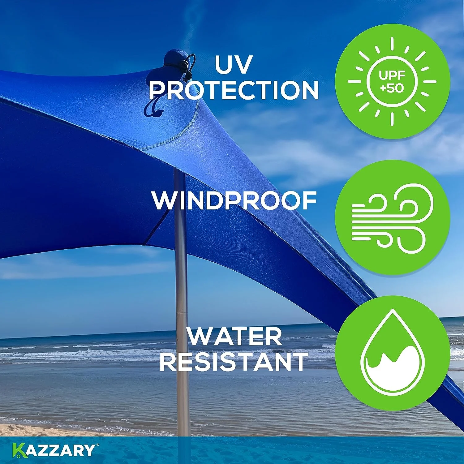 Beach Tent Sun Shelter, XL 7ft Tall 10x10, UPF50+ Lightweight Outdoor Beach Shade Canopy. Easy Setup Beach Canopy Tent Sun Shade, 4 Stability Poles, Ground Pegs and Flying Disc Sand Shovel