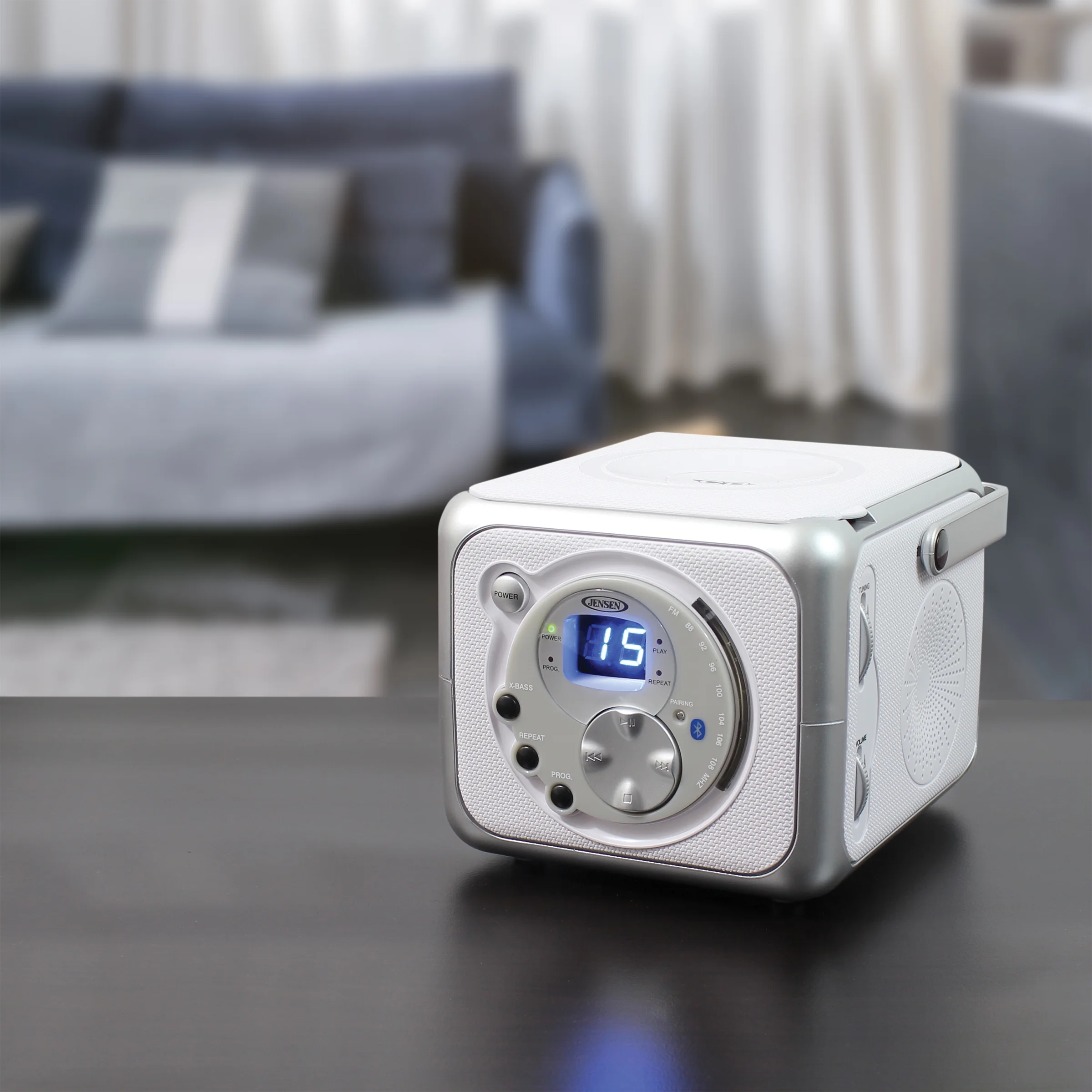 Jensen Bluetooth CD-R CD-RW Radio Boombox, Silver, CD-555A