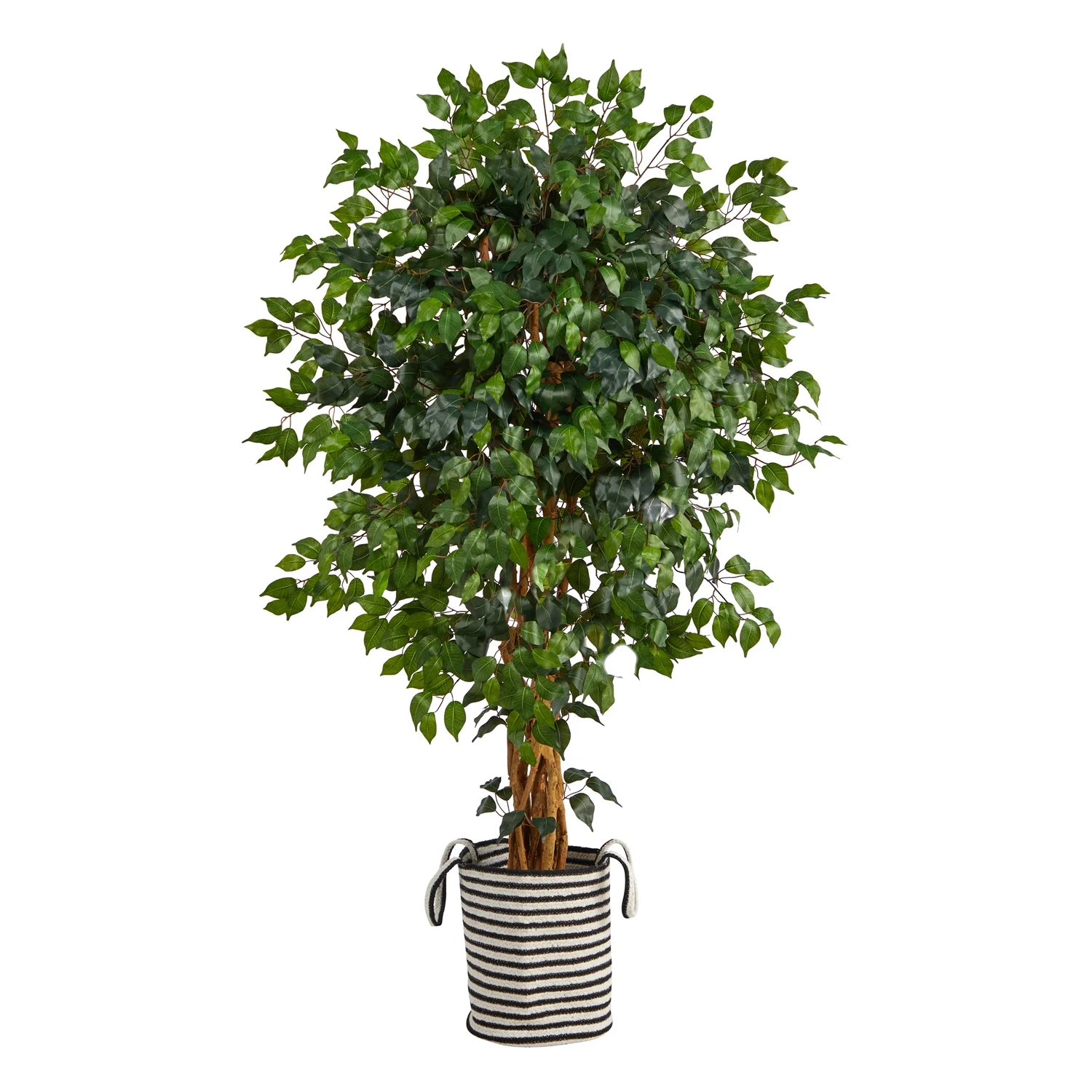 HomeStock 5.5Ft. Palace Artisanal Attic Artificial Tree In Handmade Black And White Jute And Cotton Planter