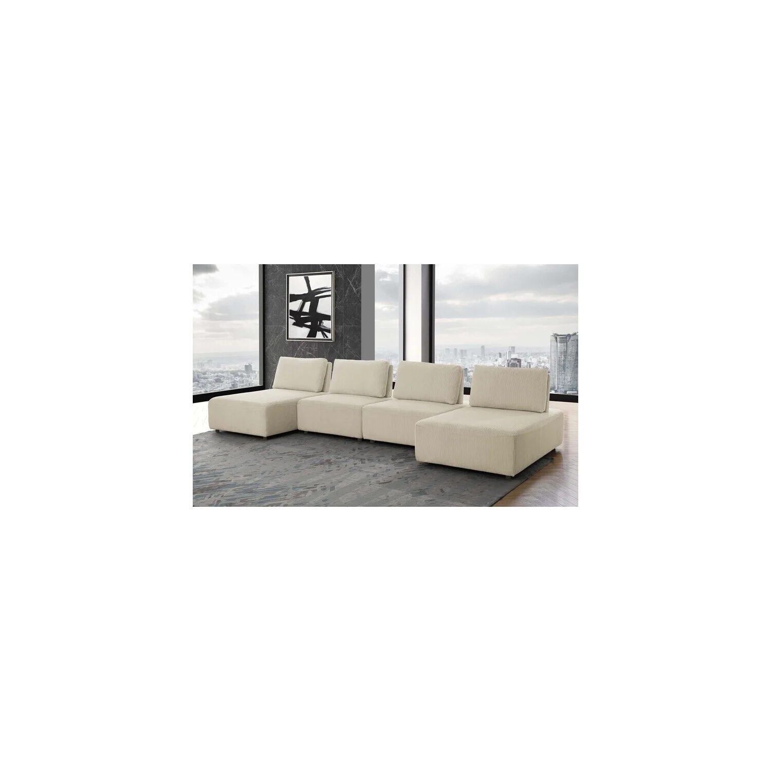 HomeStock 4-Piece Upholstered Sectional