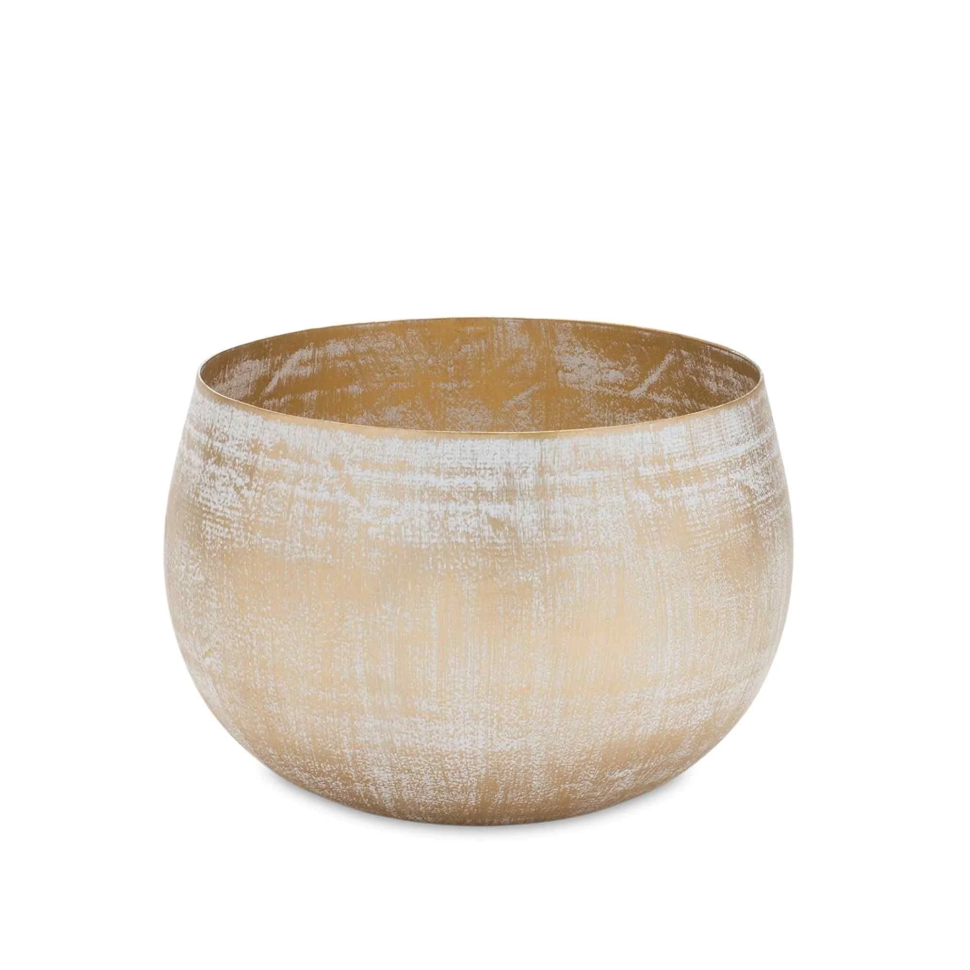 Melrose International White Washed Metal Planter (Set of 2)