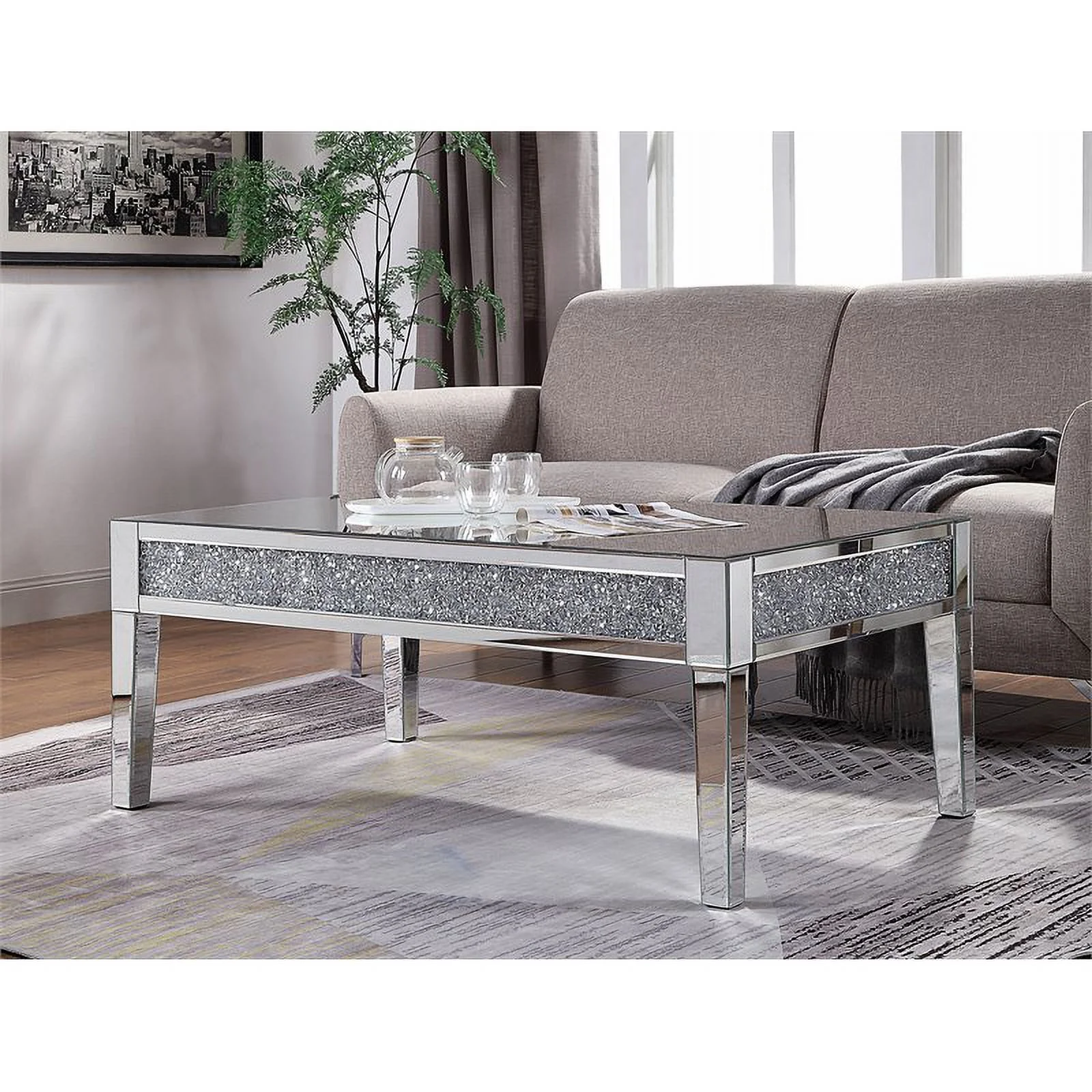 Home Square 2-Piece Set with Glass Coffee Table and Accent End Table