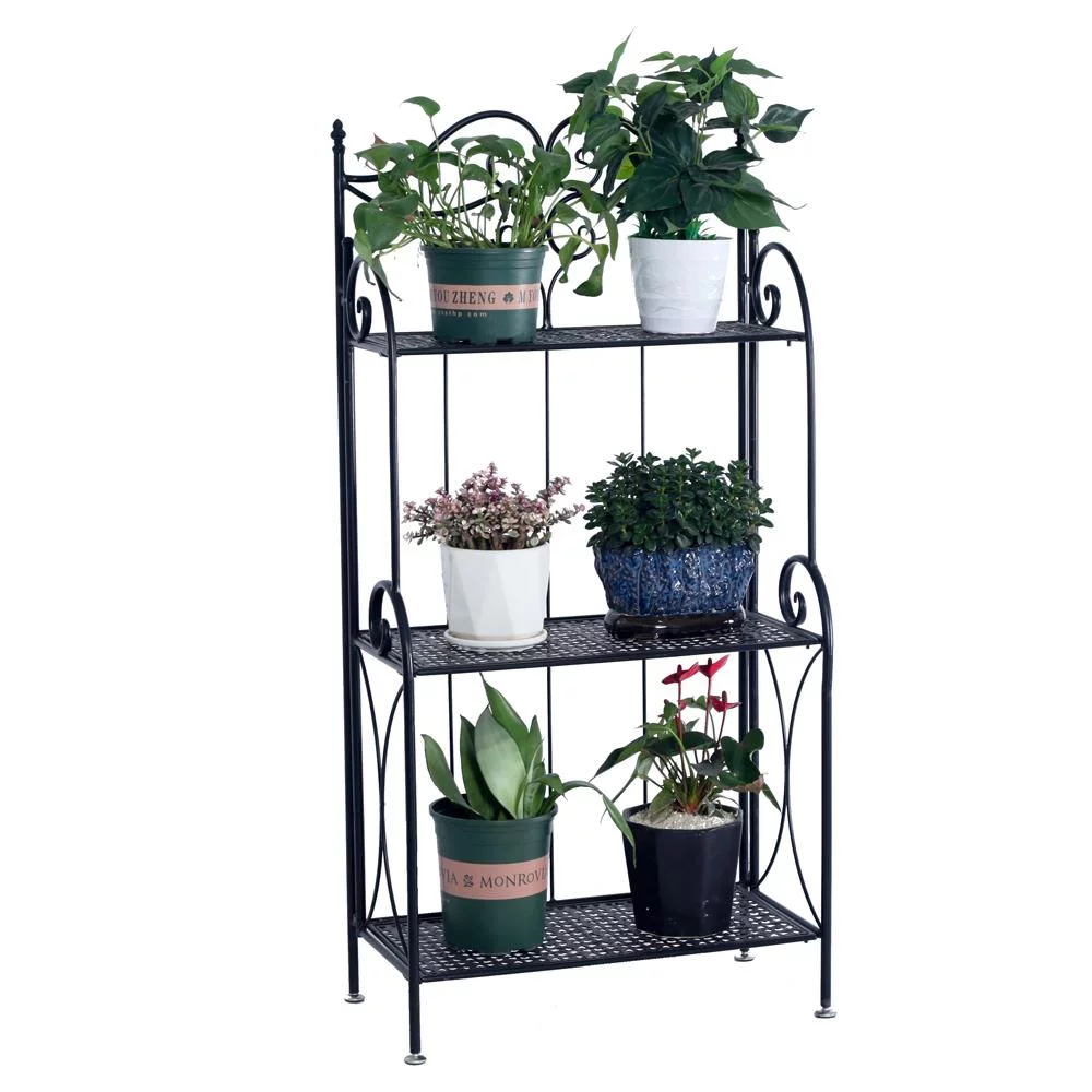 Ktaxon 3 Tier Metal Plant Stand Scrollwork Design Indoor and Outdoor Flower Rack