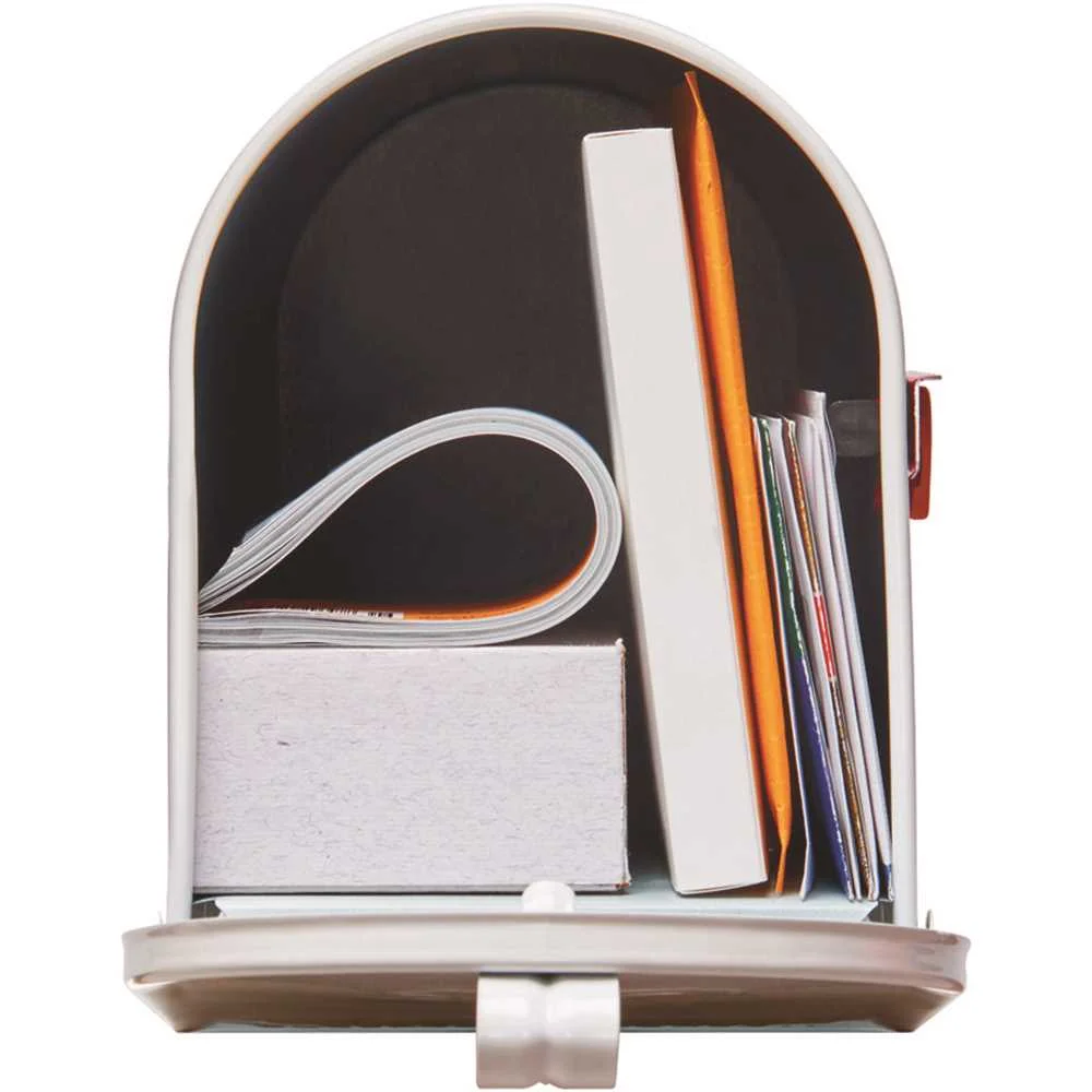 Gibraltar Mailboxes Elite Medium, Steel, Post Mount Mailbox, White, E1100W00