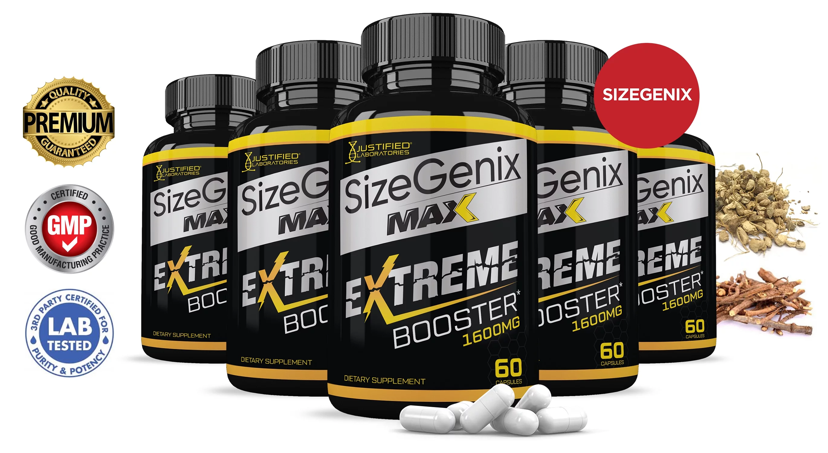 (5 Pack) Sizegenix Max Max Men’s Health Supplement 1600mg 300 Capsules