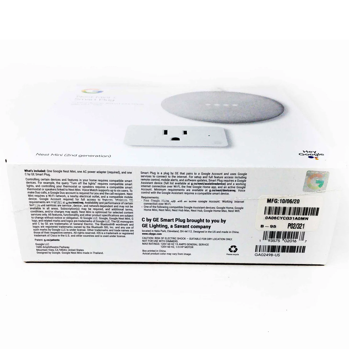 Google Nest Mini + Smart Plug 2nd Generation Smart Speaker - Snow