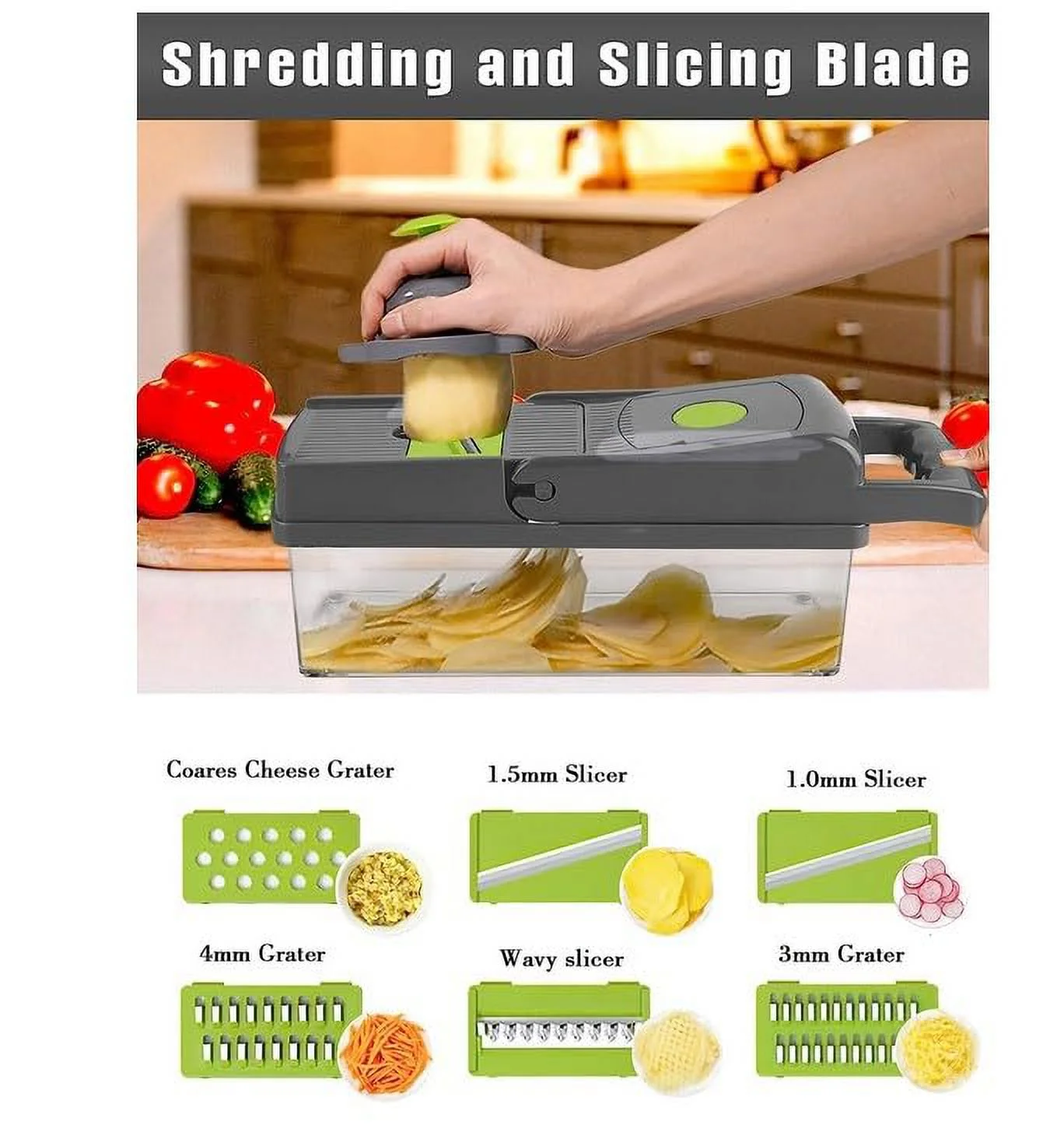 UPGRADED Vegetable Chopper, Pro Onion Chopper, Multifunctional 14 in 1 Food Chopper, Kitchen Vegetable Slicer Dicer Cutter,Veggie Chopper With 8 Blades,Carrot and Garlic Chopper With Container