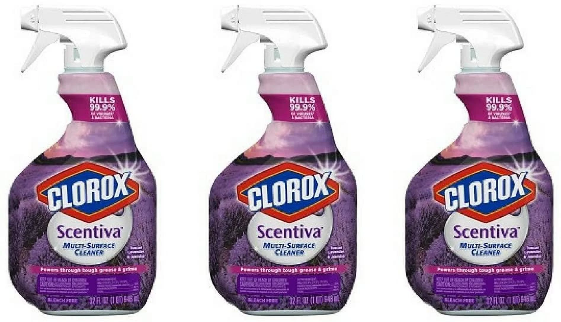 Clorox Scentiva Multi Surface Cleaner, Spray Bottle, Tuscan Lavender and Jasmine, 32 Ounces (Pack of 3)