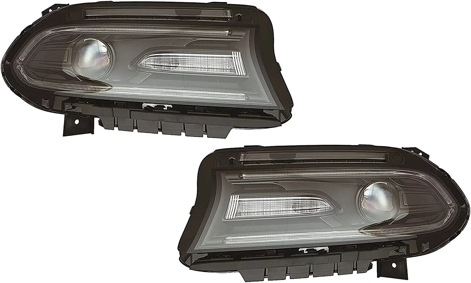 DENEST Passenger&Driver Side Replacement Headlight Assembly Compatible with Charger 2015 2016 2017 2018 2019 2020 , 1 Pair Left+Right Halogen Headlights Clear lens (LH+RH)