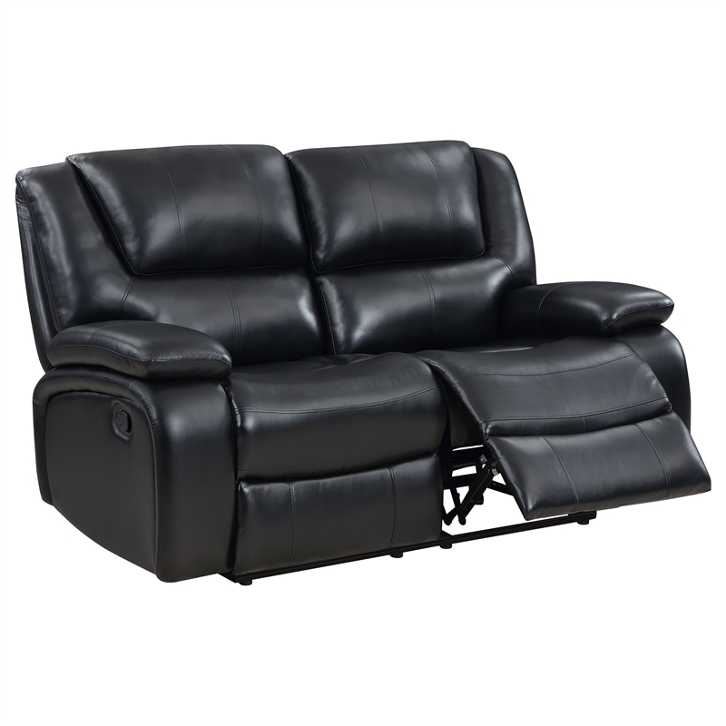 Pemberly Row 2-piece Faux Leather Upholstered Motion Reclining Sofa Set Black