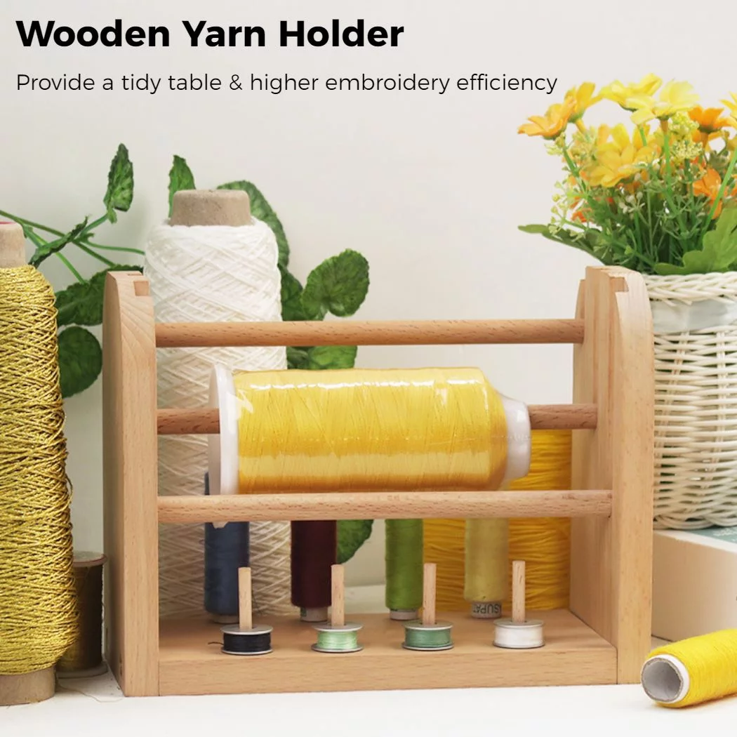 Yarn Holder Wool Yarn Spindles, Wooden Thread Holder, Beech Thread Rack Organizer for Embroidery Quilting Sewing Crochet and Knitting