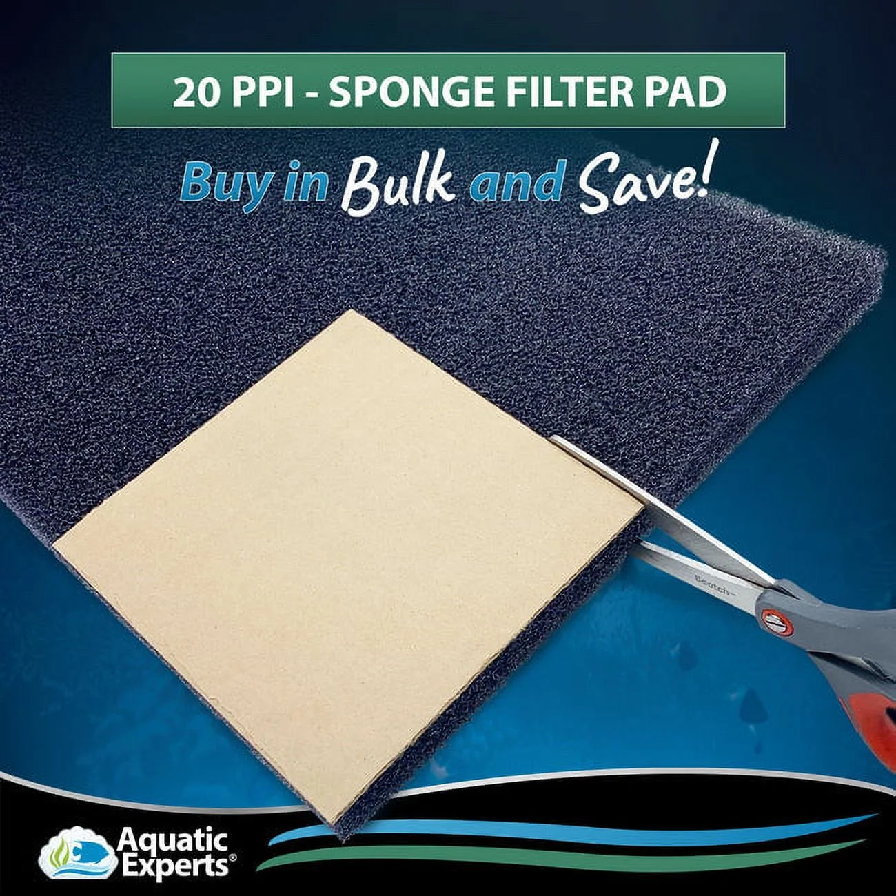 Aquatic Experts - SpongeFirst - Biological and Mechanical Aquarium Sponge Filter Pad, Fish Tank Filter Pad, Aquarium Foam , 40ppi, 12