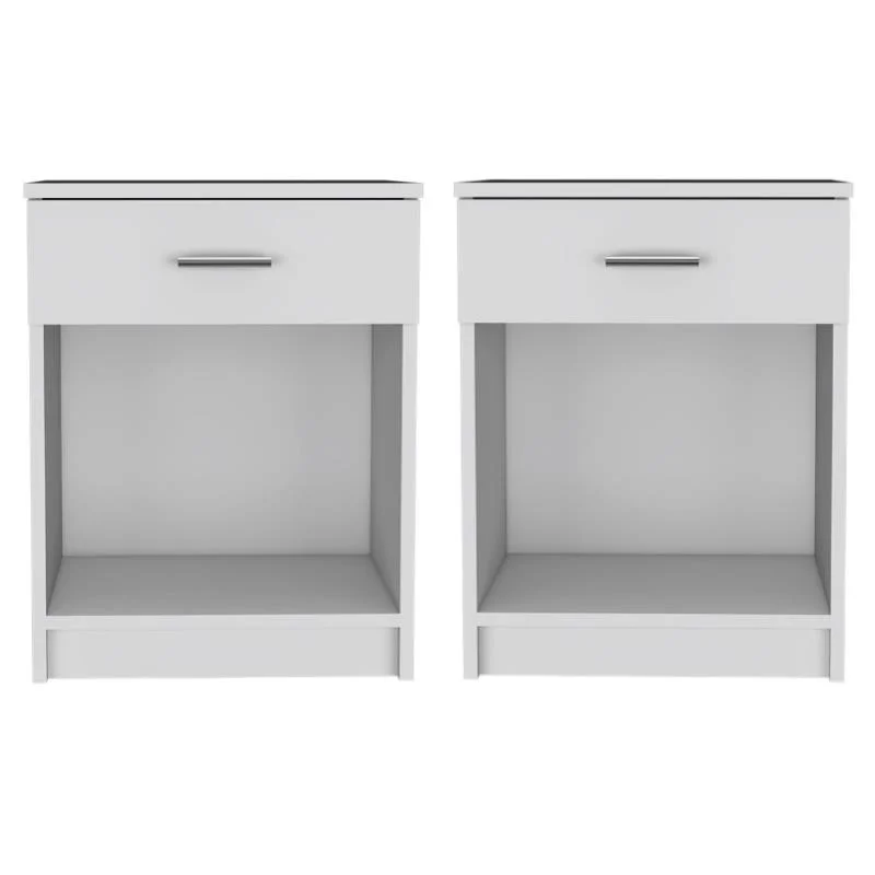 Home Square Pictor Engineered Wood Nightstand For Bedroom in White - Set of 2