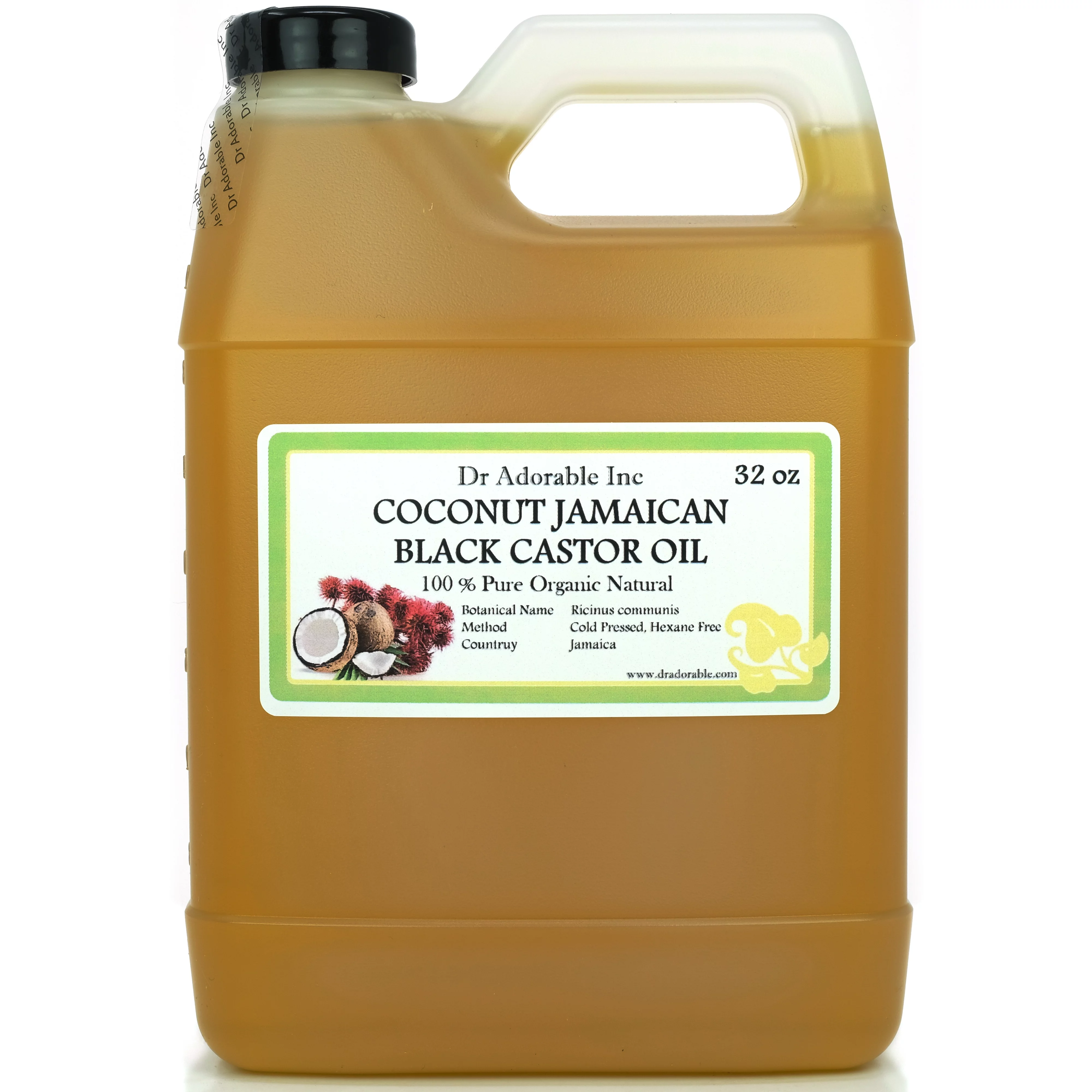 Dr.Adorable - Coconut Jamaican Black Castor Oil - 100% Pure Organic Cold Pressed Natural - 32 oz