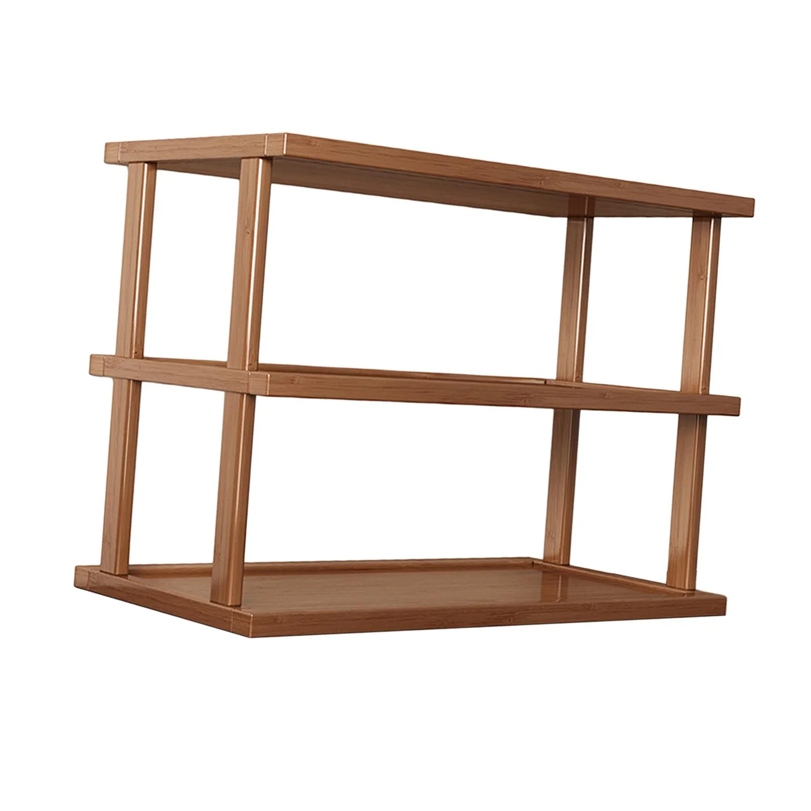 LOVIVER Desktop Organizer Desk Bookshelf Double Layer Decor Easy to Install Wood Storage Rack Tabletop Stand Display Shelf for Office Coffee