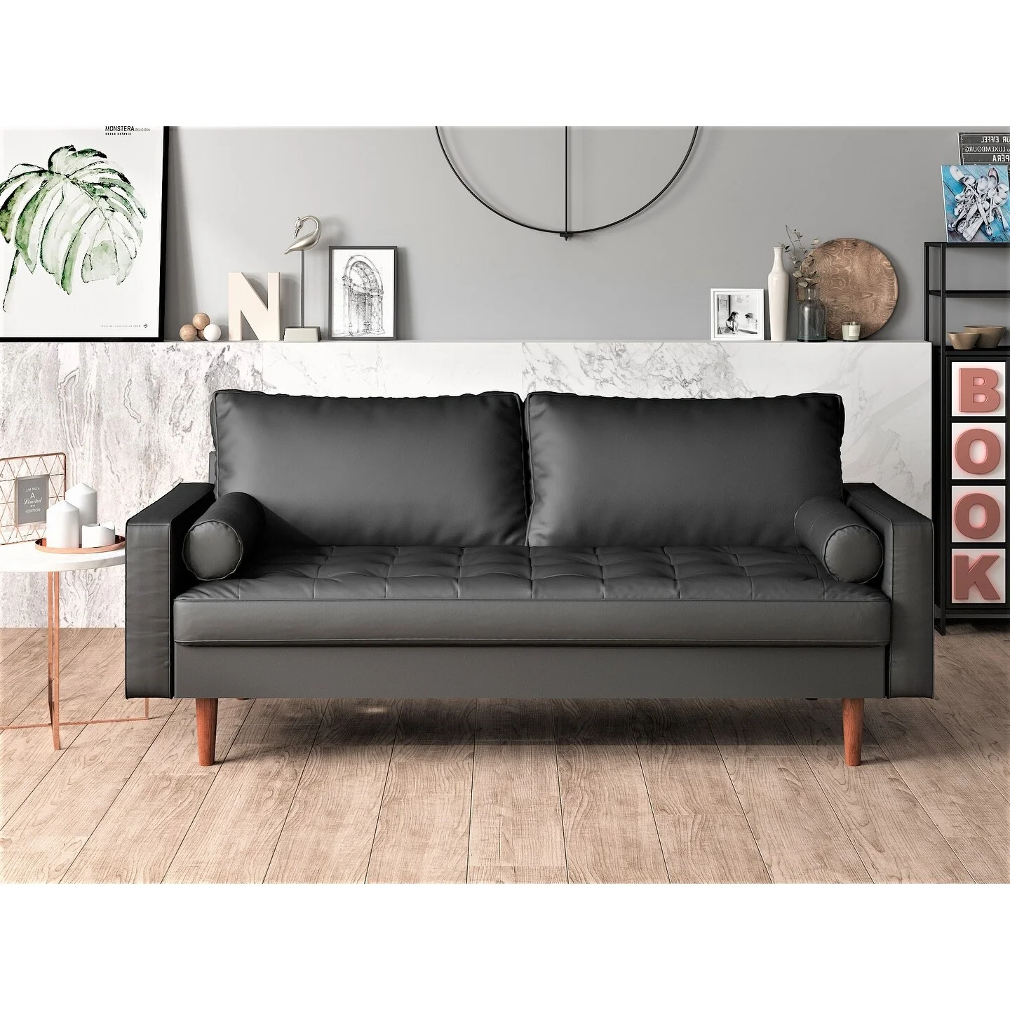 US Pride Furniture US Pride Mid-century Modern Loveseat Brown