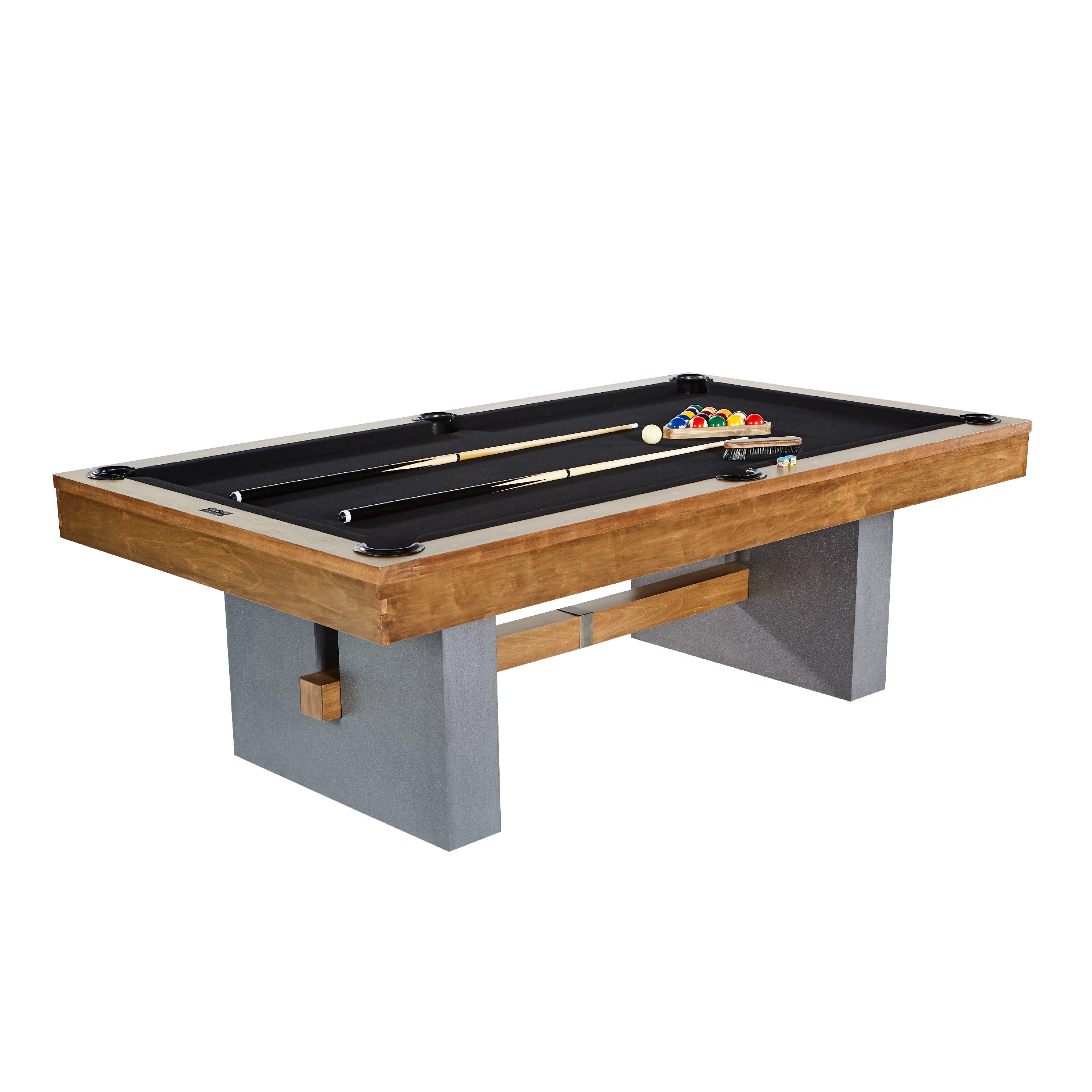 Barrington Billiards 8' Urban Black Drop Pocket Table With Pool Ball and Cue Stick Set